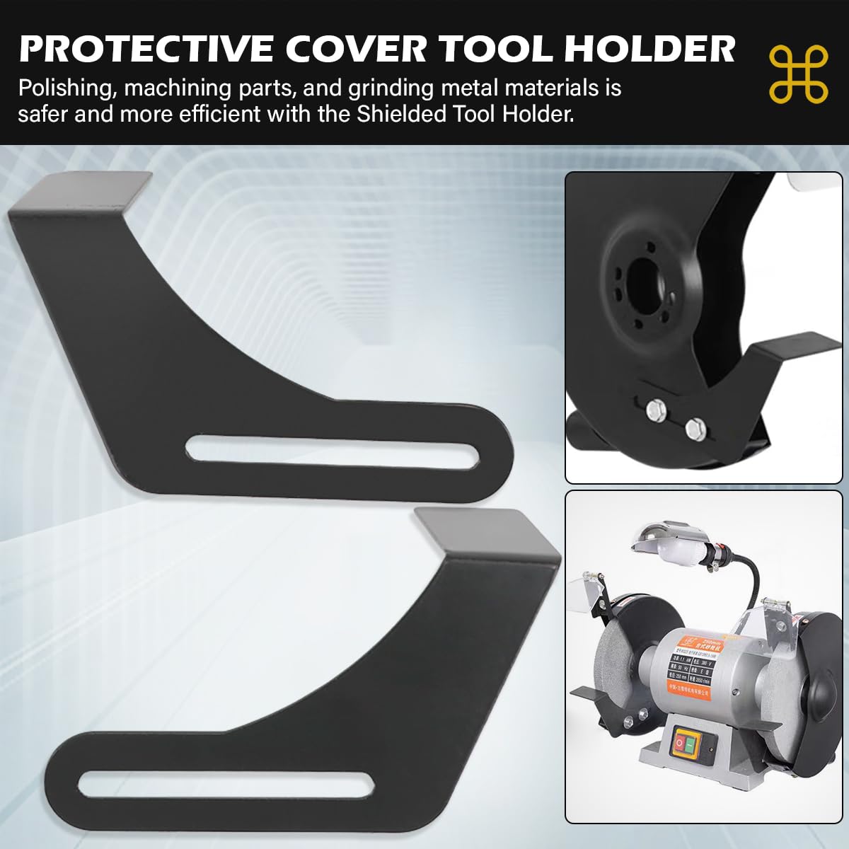 2-Piece Bench Grinder Protective Tool Rest - 9.84 Inch Heavy Duty Steel Bracket Set for Bench Grinders & Polishers - Black - Perfect for Metalworking, Woodworking & DIY Projects