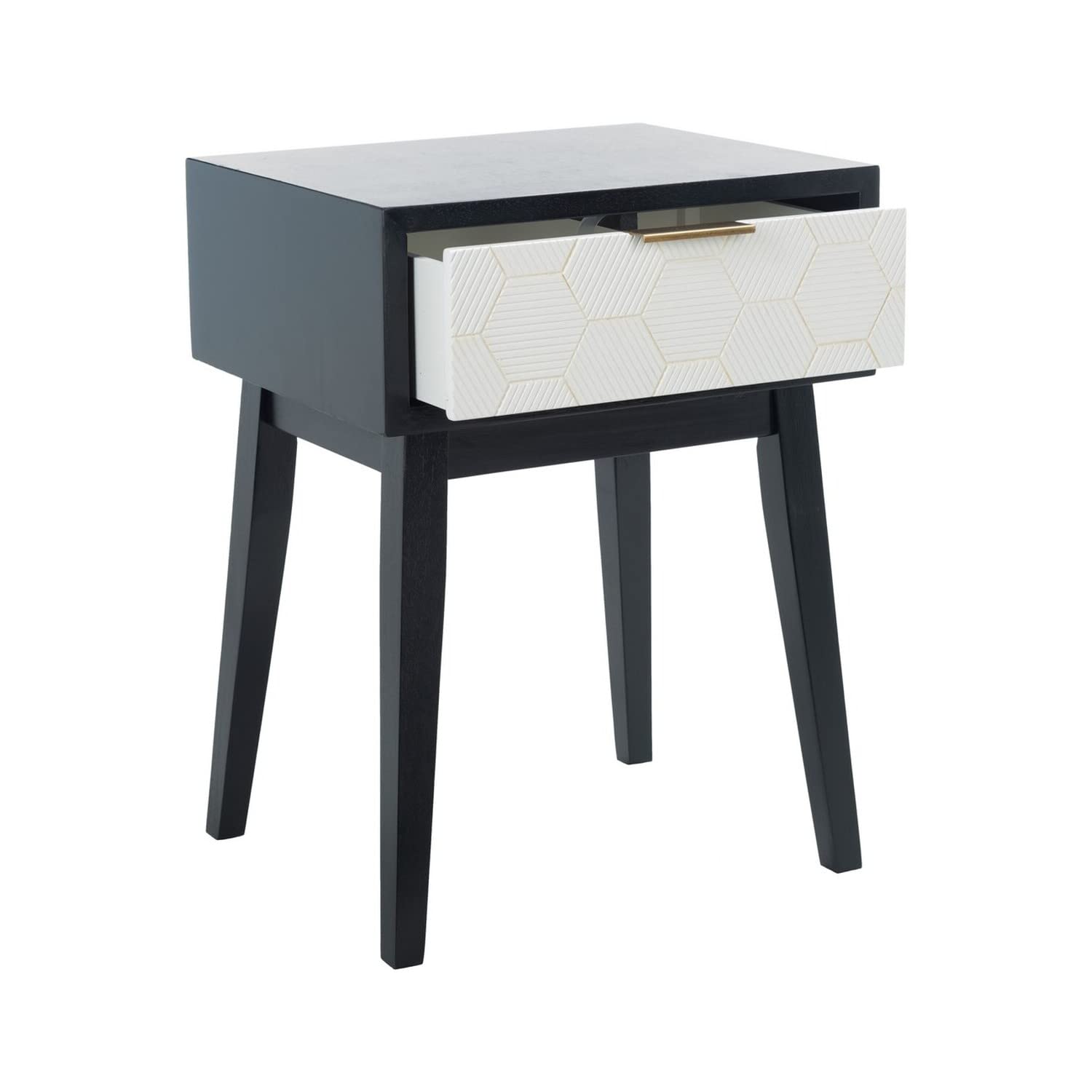 SAFAVIEH Keya Black & White 1-Drawer Nightstand - Modern Accent Table for Living Room, Bedroom & Entryway - Compact Side Table with Storage (Model ACC6601B) - Perfect for Small Spaces, Apartments & Dorm Rooms