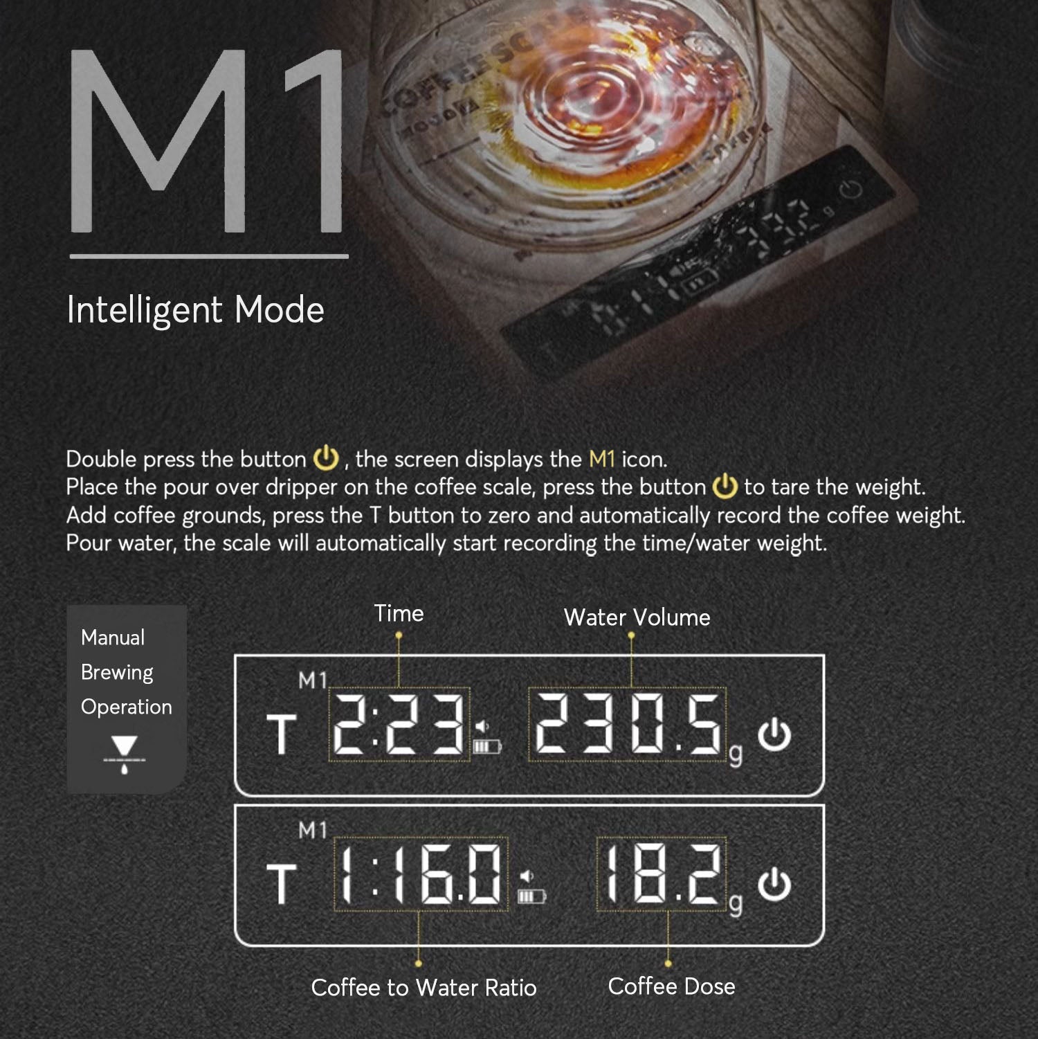 High Precision Digital Wooden Coffee Scale with Touch Sensor - Perfect for Pour Over, Espresso, and Home Brewing | MUVNA