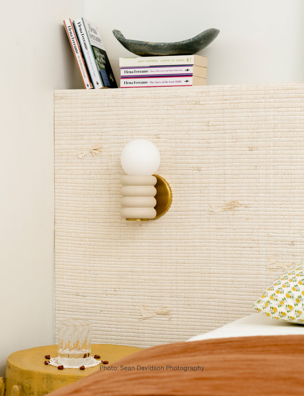 Eny Lee Parker x Mitzi Bibi Sconce Wall Light - Modern Ceramic Plug-in Wall Sconce with Fabric Shade - Perfect for Bedroom, Living Room, and Hallway Lighting
