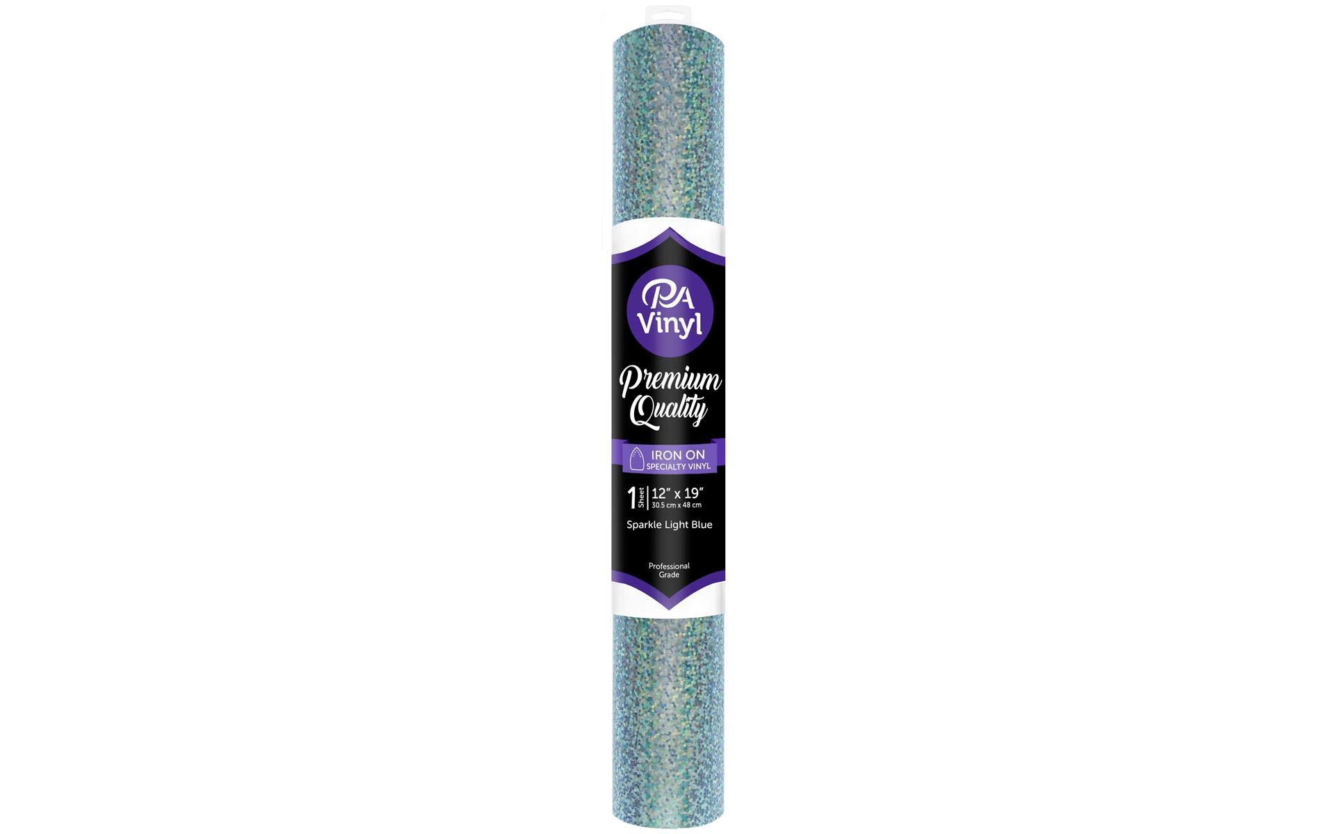 Sparkle Light Blue Iron On Vinyl Roll 12x19 Inches - Heat Transfer Vinyl for DIY T-Shirts, Bags & Crafts | Perfect for Custom Apparel & Home Decor Projects