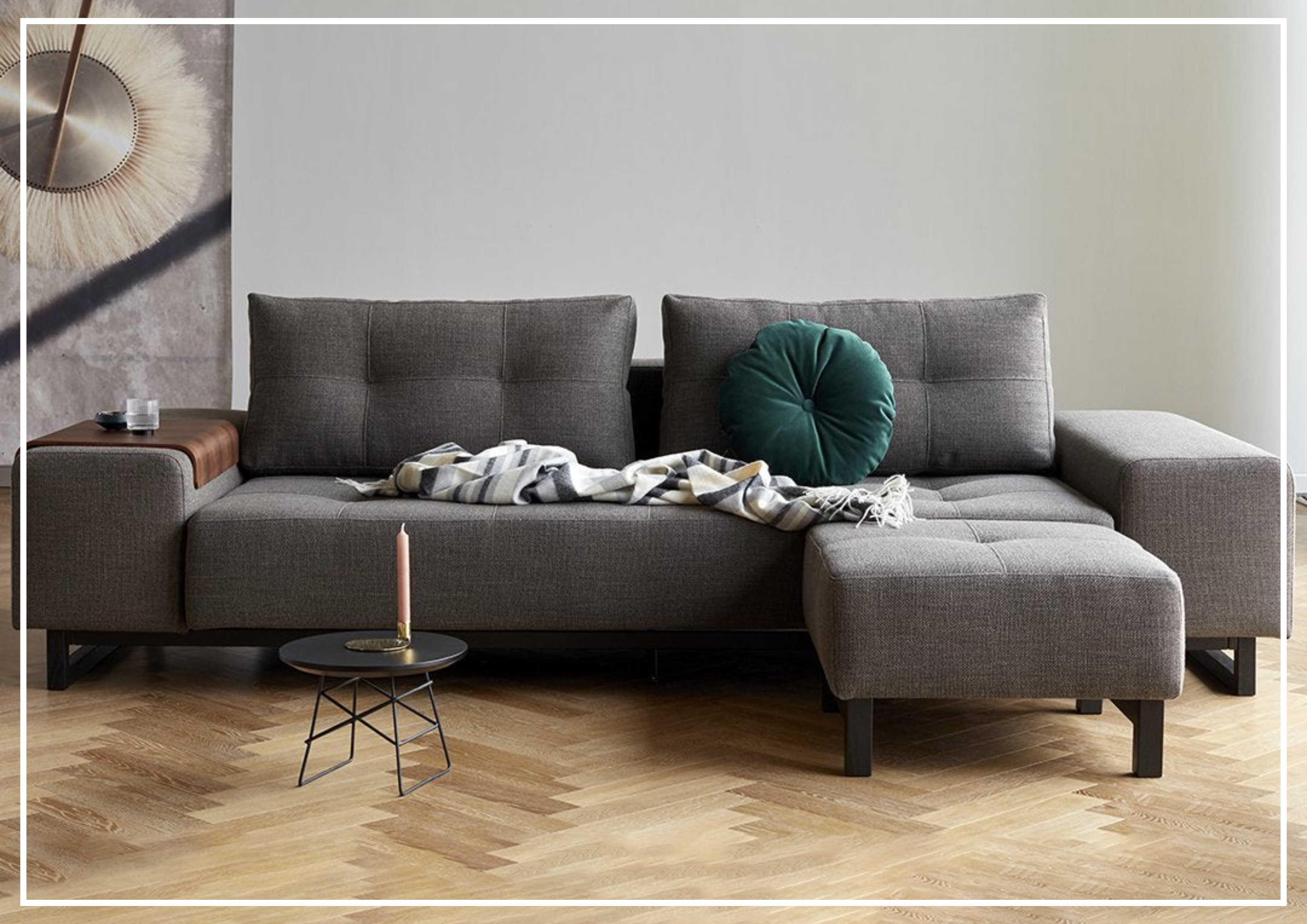 Innovation Living Grand DEL 2-Seater Fabric Sleeper Sofa with Ottoman - Convertible Bed & Lounge Chair for Small Spaces, Guest Rooms & Apartments