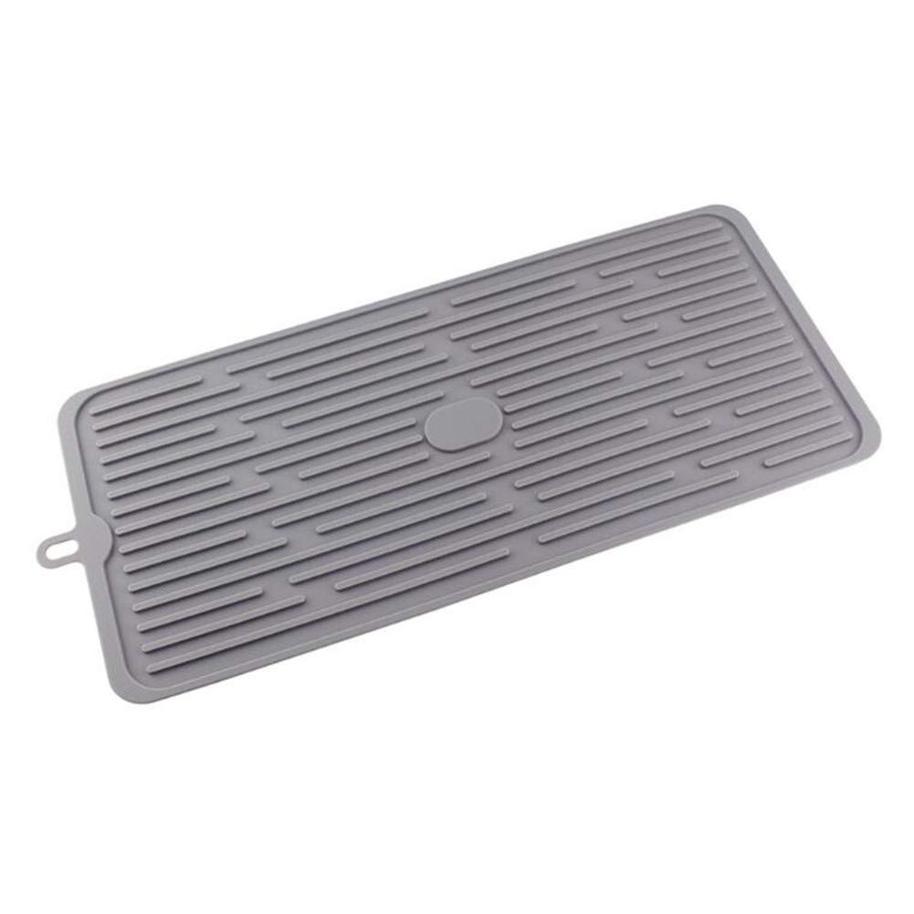 Premium Silicone Dish Drainer Tray - Large Kitchen Sink Drying Rack & Countertop Organizer | Non-Slip Utensil Holder for Cups, Bowls, Cutlery & Tableware | Space-Saving Kitchen Storage Solution for Small Spaces (Gray) | Perfect for Apartments, RVs & Compact Kitchens