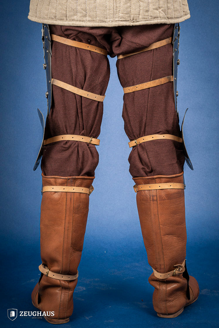 15th Century German Full Leg Armor - 1.2mm Polished Steel - Medieval Knight Costume & LARP Accessory for Renaissance Fairs, Cosplay, and Historical Reenactments