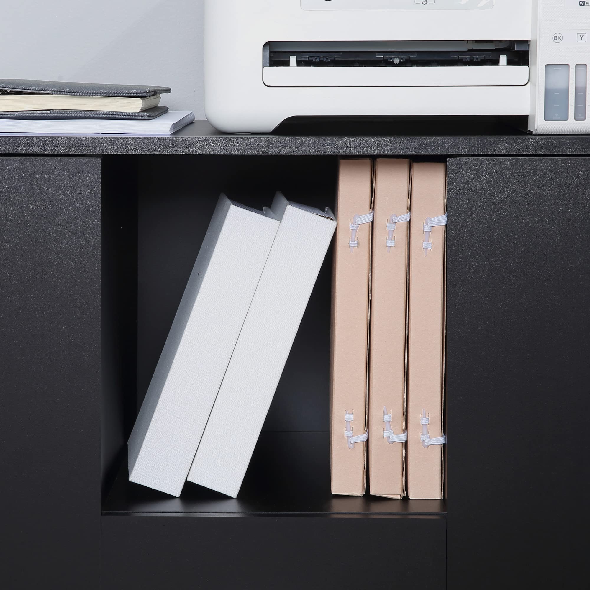 Vinsetto Black 2-Drawer 2-Shelf Multifunctional Office Filing Cabinet & Printer Stand with Smooth Countertop - Perfect for Home Office, Small Business & Workspace Organization