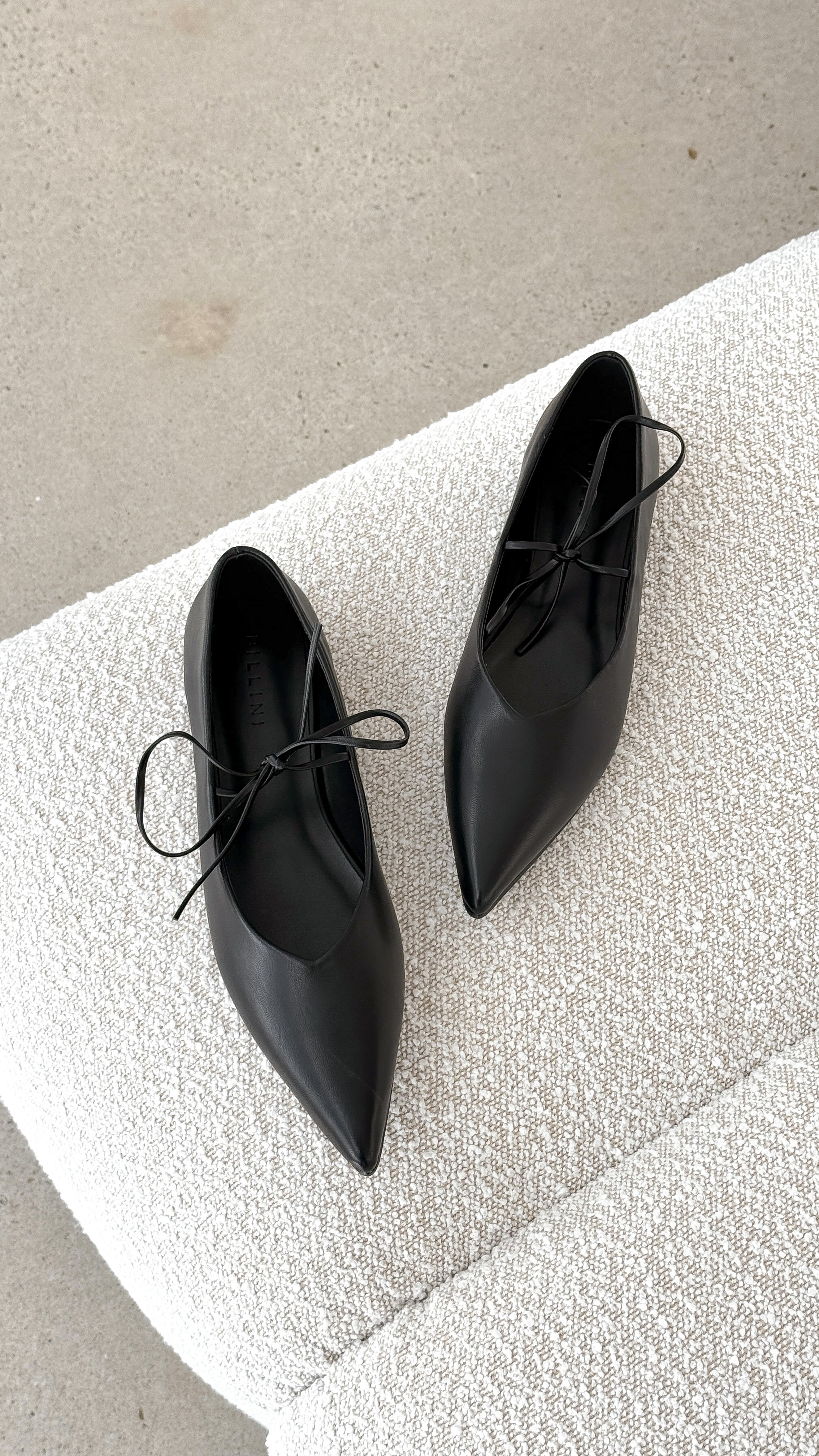 Haruna Women's Ballet Flats - Comfortable Black Leather Flat Shoes for Work, Office & Casual Wear