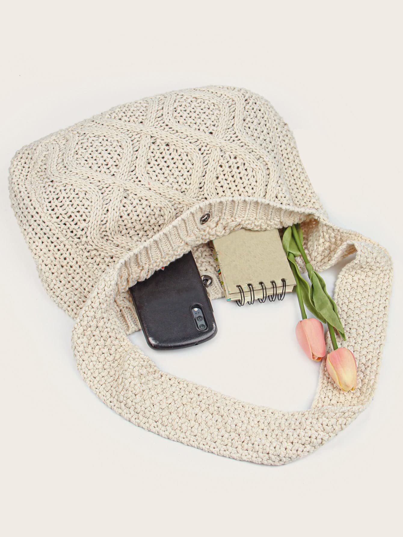 Verdusa Women's Crochet Shoulder Bag - Boho Knitted Tote Handbag for Shopping, Beach & Daily Use | Stylish & Lightweight Purse for Women