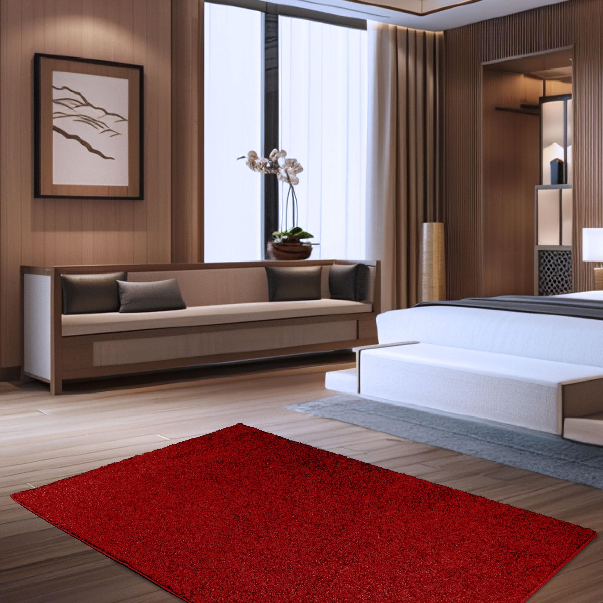 Kids Galaxy Themed Hexagon Area Rug - 12' Red Indoor Carpet, Stain & Fade Resistant, Non-Slip, Pet & Child Safe - Perfect for Living Room, Bedroom, Nursery, Playroom & Wedding Decor - Made in USA