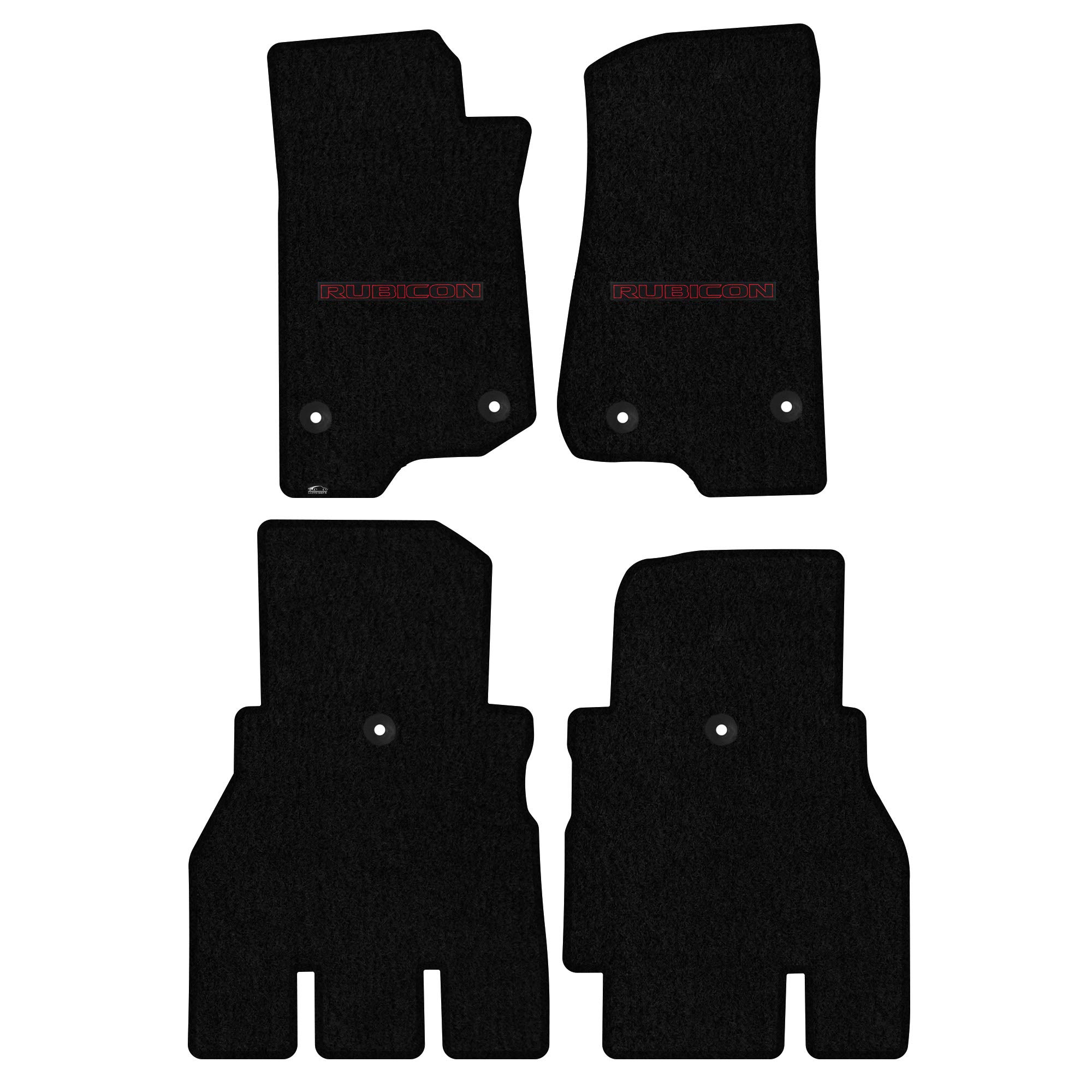 Premium Custom-Fit Carpeted Floor Mats for Jeep Wrangler JL Unlimited 2018-2024 | Luxury Car Floor Liners with Rubicon Logo (4-Piece Set, Black) - Perfect for Off-Road Adventures & Daily Commutes