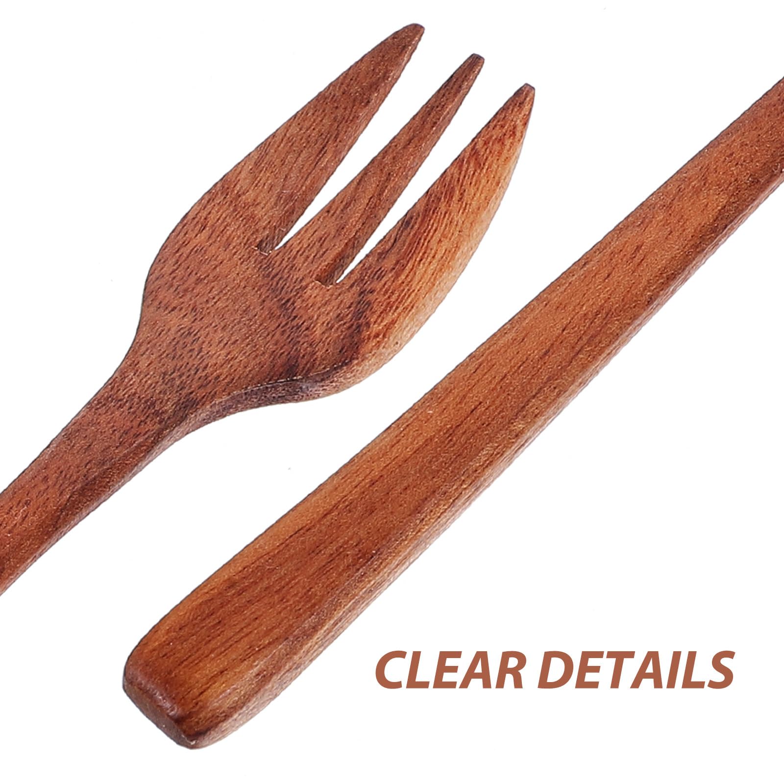 Premium Wooden Fork Set - Eco-Friendly Wooden Cooking Utensils for Dessert, Salad, Pasta | Mini Serving Spoons & Tongs | Durable Kitchen Tools for Healthy Eating, Picnics, and Party Serving