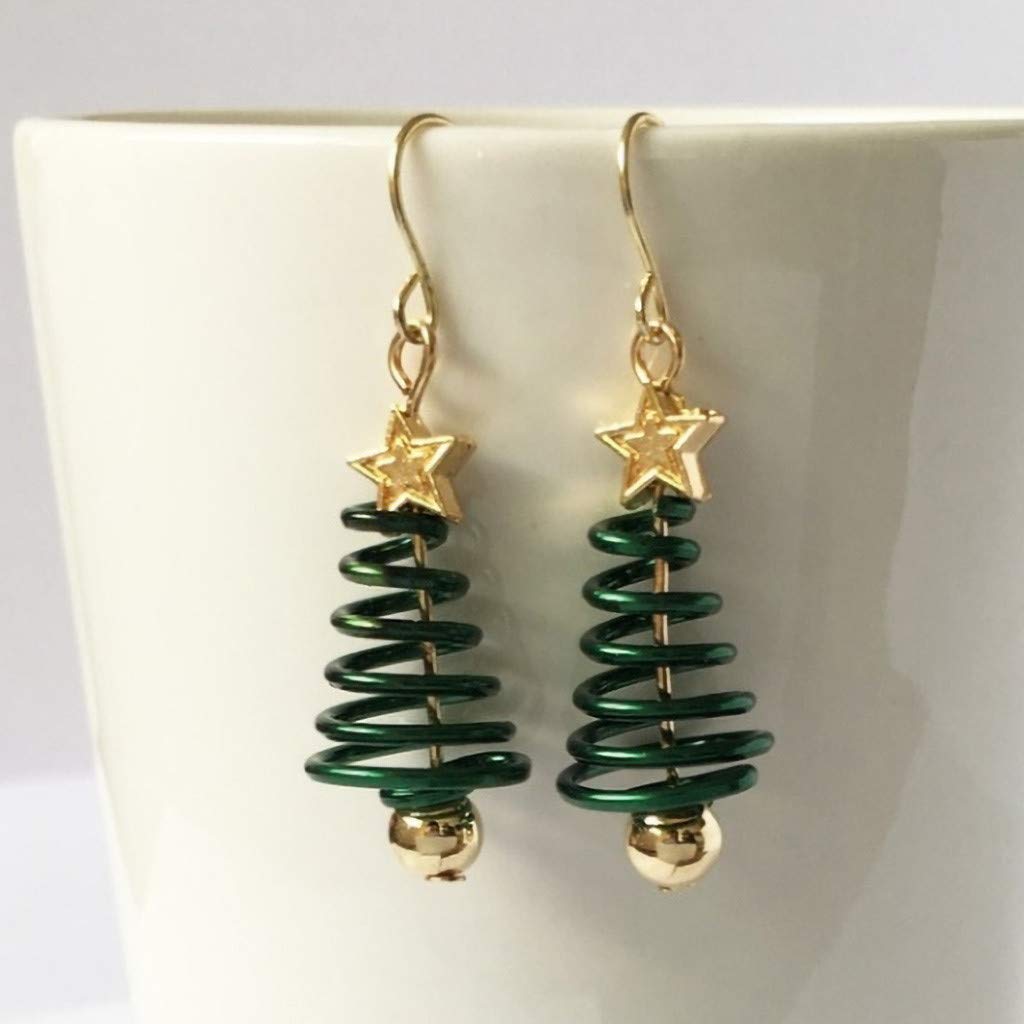 Stylish Gold and Silver Hoop Earrings for Women - Trendy Christmas Dangle Drop Earrings with Green Charm Ball | Perfect for Holiday Parties, Gift Giving & Everyday Wear (One Size)
