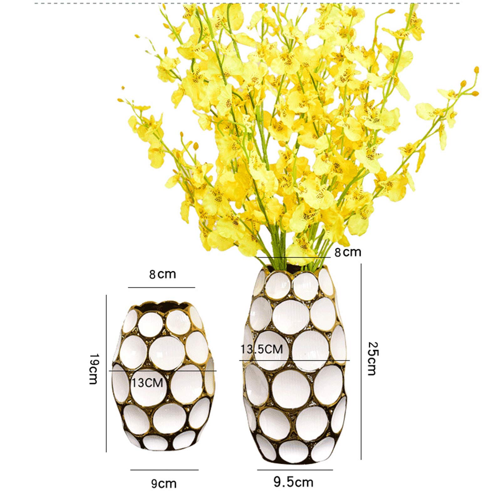 Honeycomb Pattern Ceramic Vase for Fresh Flowers - Modern Home Decor, Living Room Centerpiece, Wedding & Office Decoration (2-Pack)