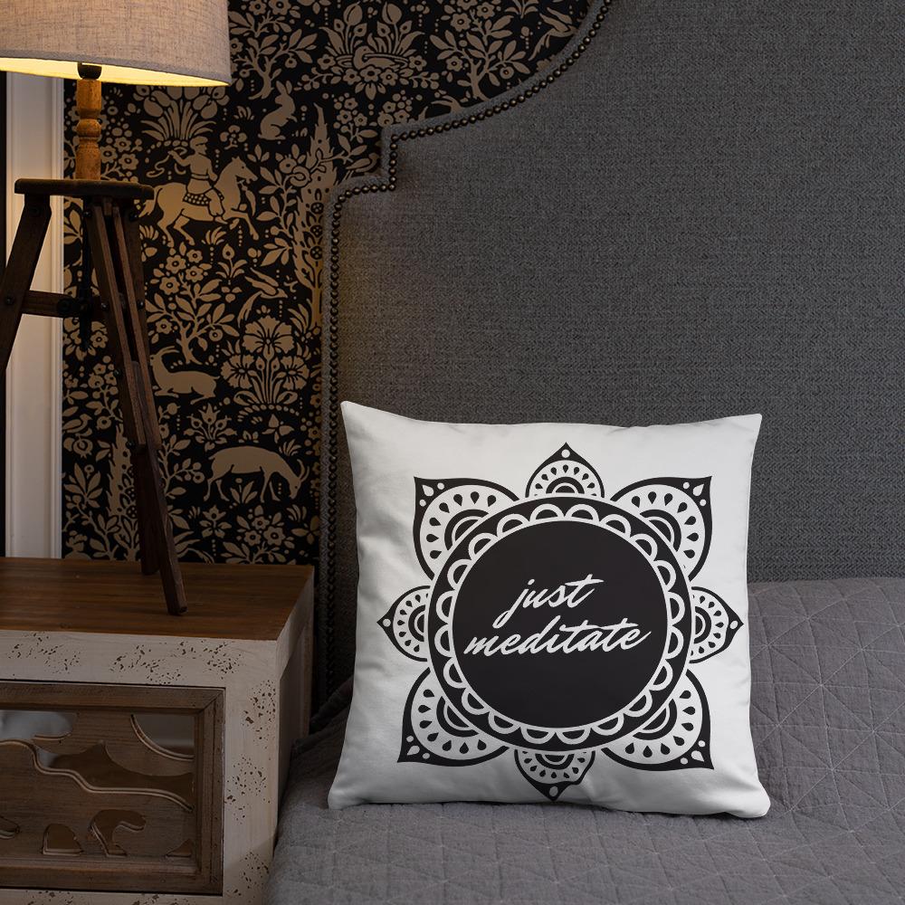 JUST MEDITATE Meditation Pillow - Premium Zafu Cushion for Yoga, Zen, Mindfulness & Relaxation - Perfect for Home, Studio, or Outdoor Meditation Practice