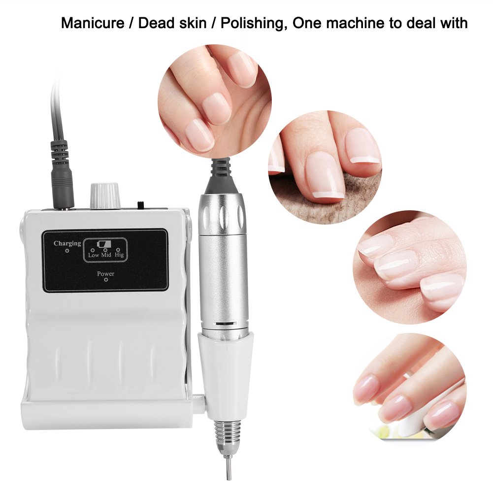 **30000 RPM Professional Nail Drill Machine - Rechargeable Portable E-File for Acrylic Nails, Manicure & Pedicure | Smooth Polishing Buffer & Nail Filer Tool Set for Home & Salon Use (White) | Perfect for DIY Nail Art, Gel Extensions & Nail Care**