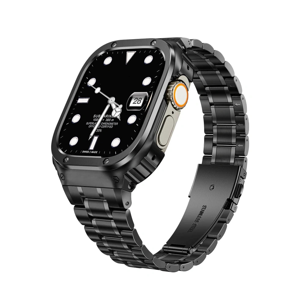 ArmorSync Elite Apple Watch Band - Premium Durable Stainless Steel Strap for Apple Watch Series 9/8/7/6/SE - Adjustable Magnetic Closure for Secure Fit - Perfect for Workouts, Running & Everyday Wear