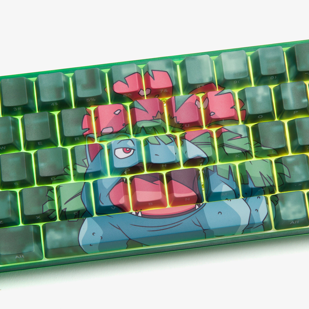 Pokémon + HG Basecamp 65HE Mechanical Keyboard - Venusaur Themed Custom Gaming Keyboard for PC & Mac | Perfect for Esports, Typing & Streamers