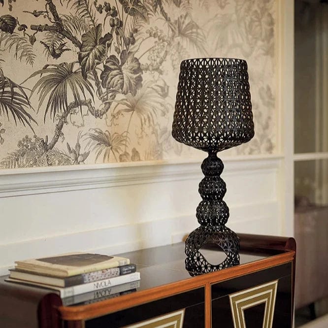 Mini Kabuki Lamp Black - Japanese Style Table Lamp for Home Decor, Living Room, Bedroom, and Office Lighting