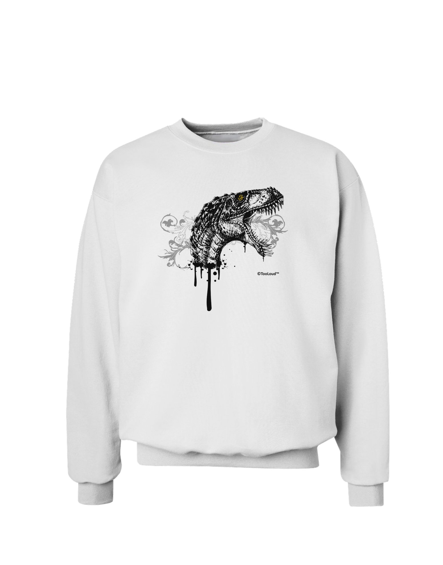 TooLoud Artistic Ink Style Dinosaur Head Graphic Sweatshirt | Trendy Streetwear Hoodie for Men & Women | Perfect for Casual Outfits, Concerts, and Urban Fashion