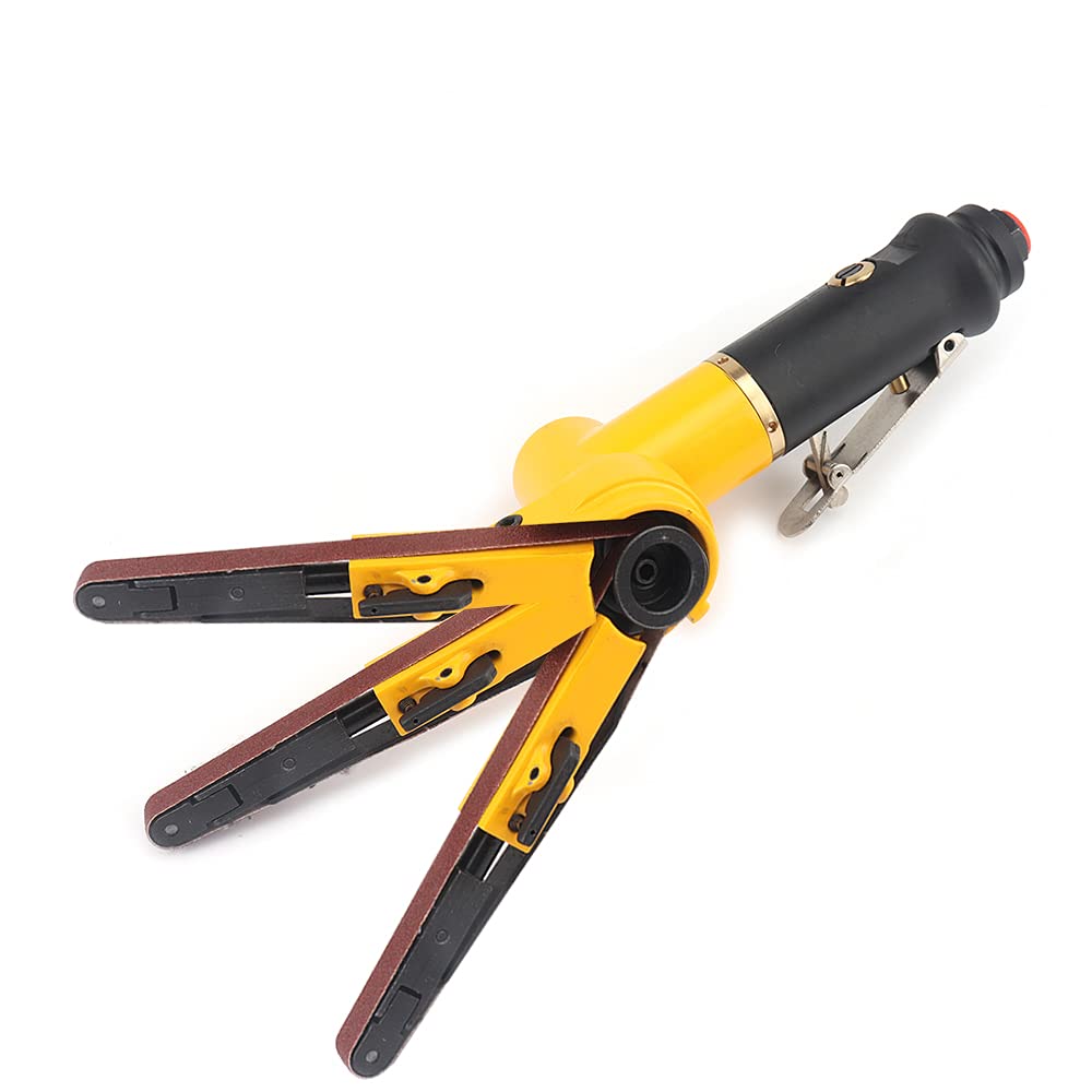 38 Pneumatic Air Belt Sander Kit with 14Pcs Sanding Belts (Grit 60/80/120) - Mini Air Belt Grinder Tool for Aluminum, Iron & Steel Metal Polishing - Perfect for Automotive, Woodworking & DIY Metal Projects