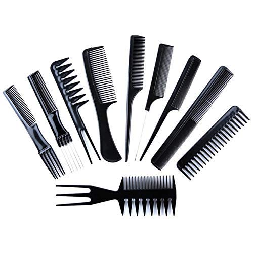 DYOMNIZY Professional 10-Piece Hair Comb Set for Cutting, Styling & Detangling - Barber & Salon Quality Combs (Assorted Colors) - Perfect for Home Haircuts, Salon Styling & DIY Hairstyling