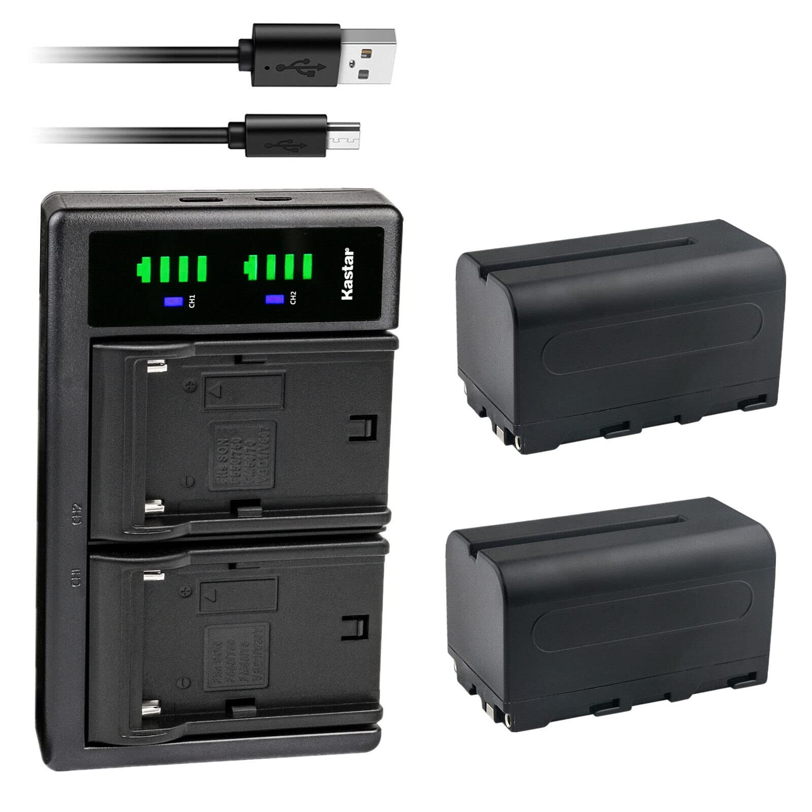 Kastar 2-Pack NP-F750/NP-F770 Replacement Batteries with LTD2 USB Charger for AndyCine C6S, A7, C7, C7S, T7 7