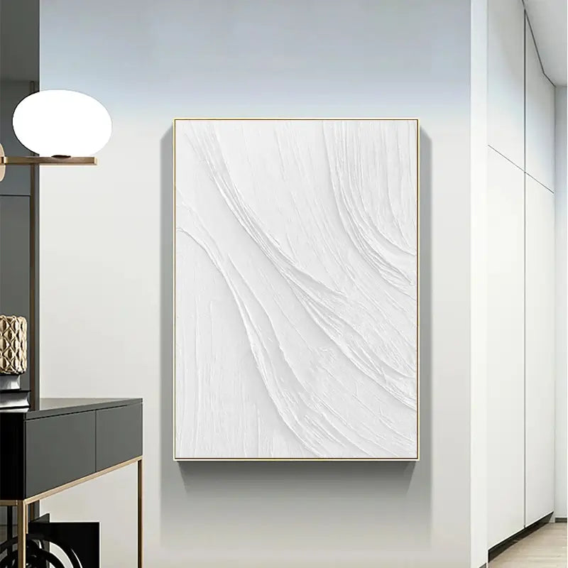White Minimalist Textured Painting Canvas #MM041 - Premium Wall Art for Modern Home & Office Decor