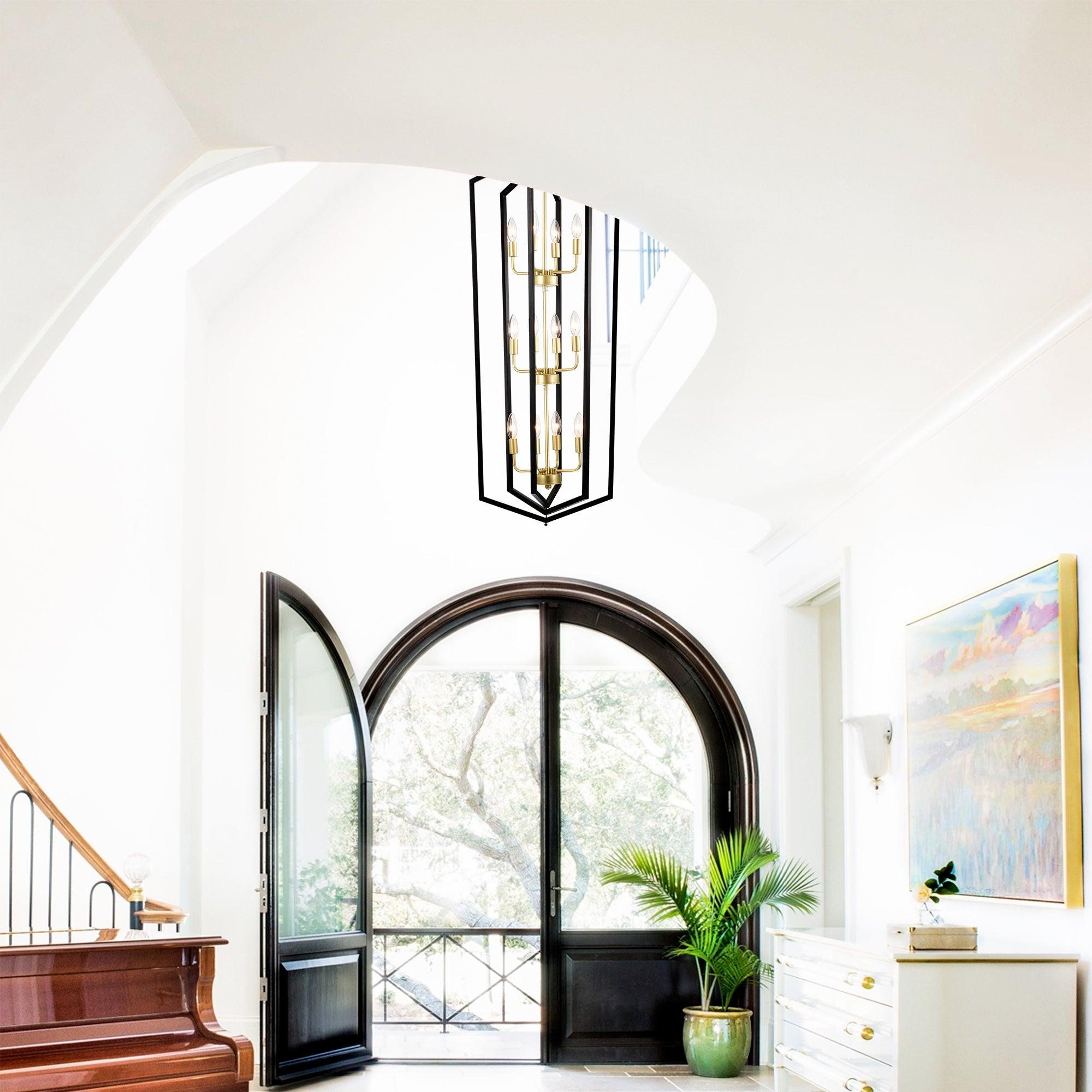 12-Light Farmhouse Kitchen Chandelier - Vintage Rustic Cage & Lantern Pendant Lighting Fixture for Dining Room, Island, or Breakfast Nook - Dimmable Edison Bulbs Included