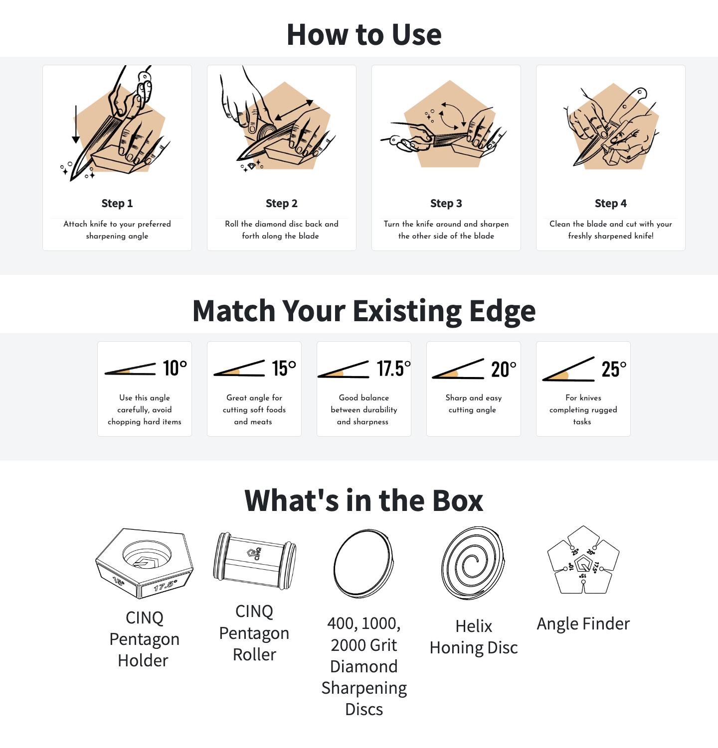 CINQ Rolling Knife Sharpener - Professional Kitchen Knife Sharpening Tool for Chefs & Home Cooks - Perfect for Sharpening Kitchen, Hunting, and Pocket Knives - Ideal for Home Kitchen, Camping & Outdoor Use
