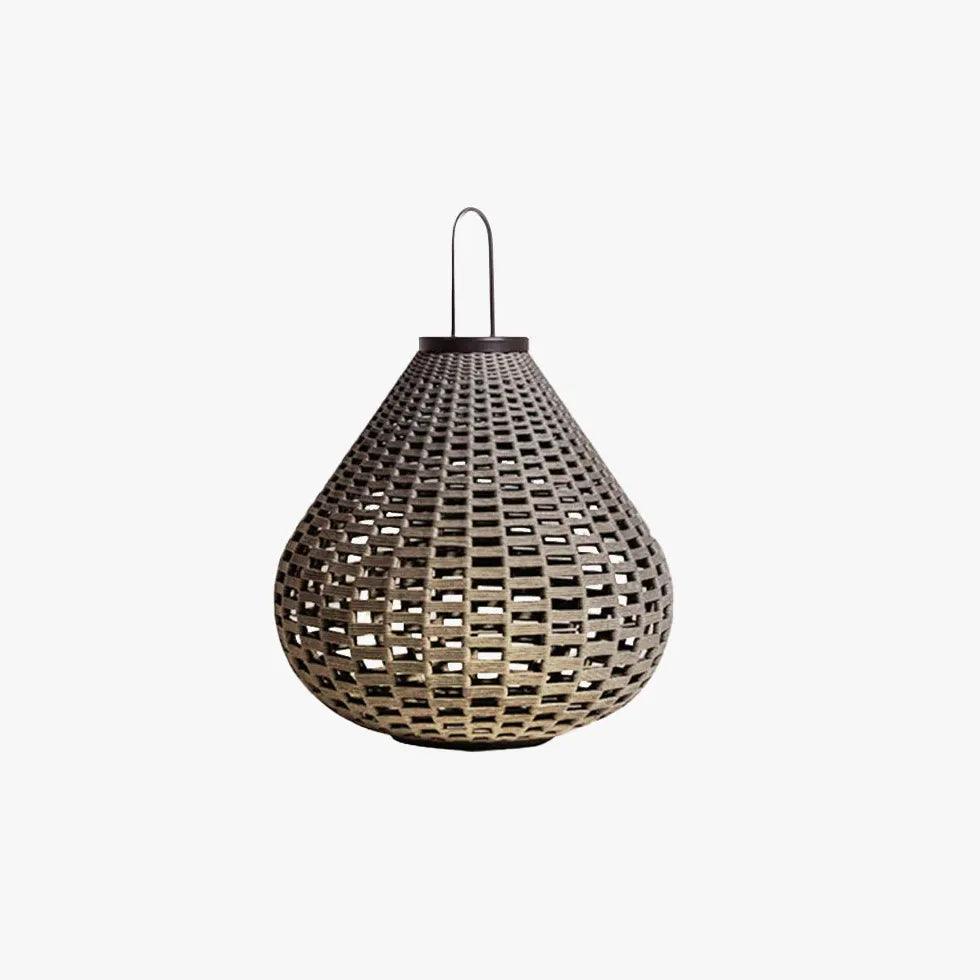 Rustic Woven Lantern Handle Outdoor Floor Lamp - Modern Boho Decor for Patio, Garden, Porch & Backyard Lighting