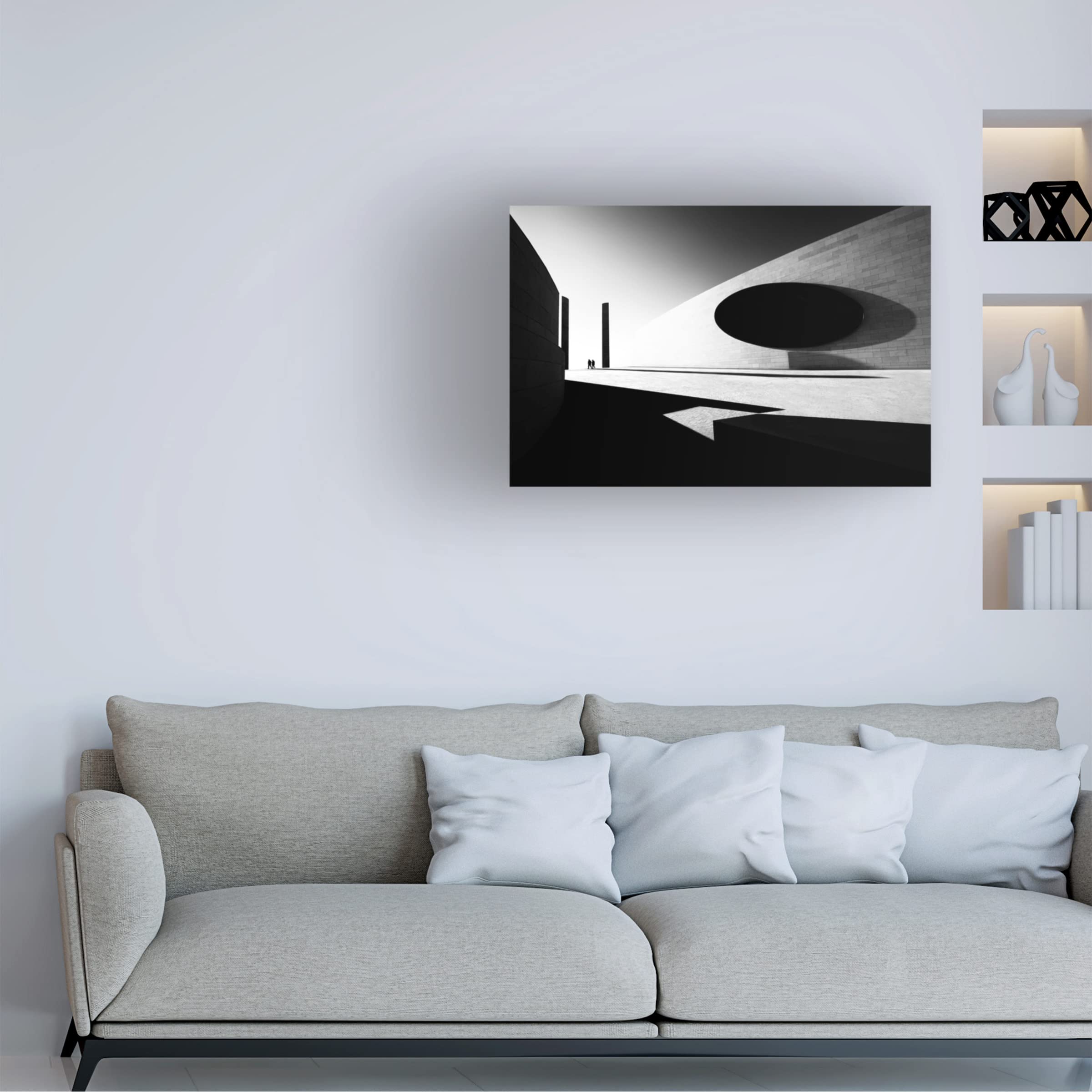 Trademark Fine Art 'Black And White Harmony' Canvas Wall Art by Florentinus Joseph - Modern Abstract Painting for Living Room, Bedroom & Office Decor