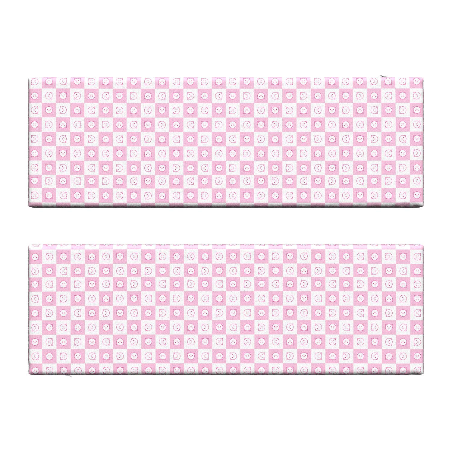 Ambesonne Checkered Bench Cushion Set of 2 - Square Foam Seat Cushions with Cute Piggy Faces Design for Girls, Standard Size Decorative Pillow Covers - Perfect for Window Seats, Patio Furniture, and Kids' Room Decor