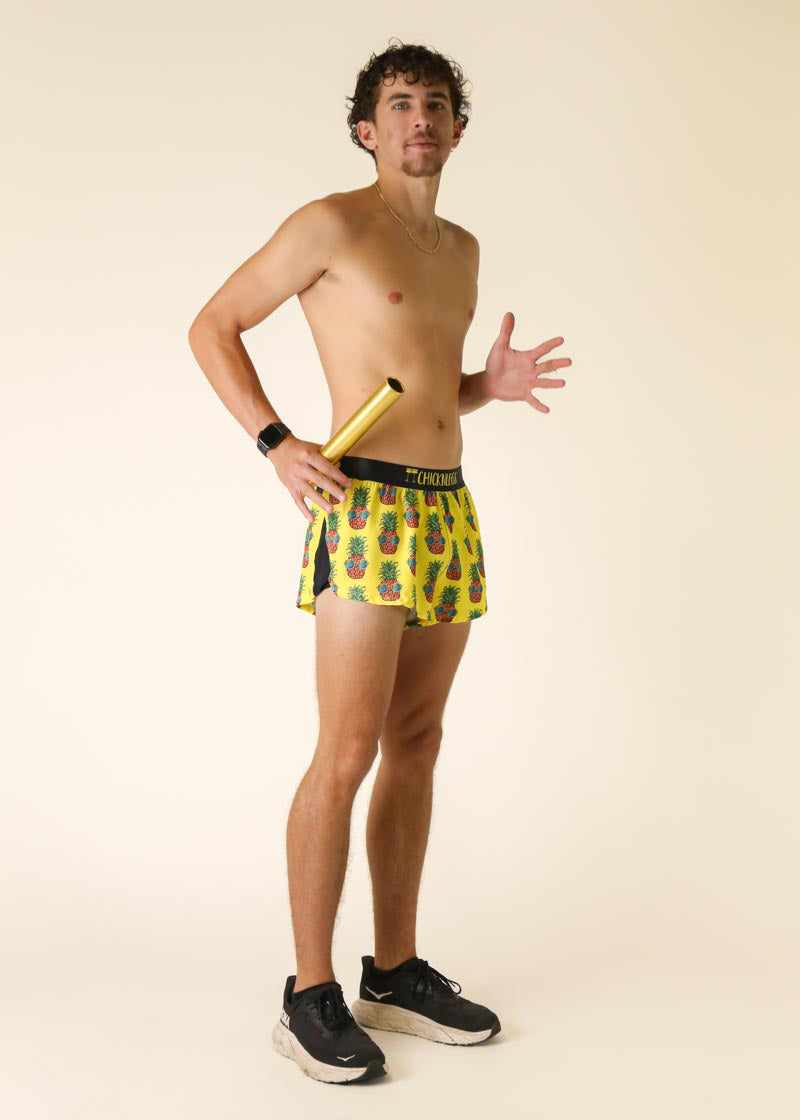 Men's Pineapple Express 2 Split Running Shorts - Lightweight Quick-Dry Athletic Shorts for Gym, Workout & Outdoor Activities