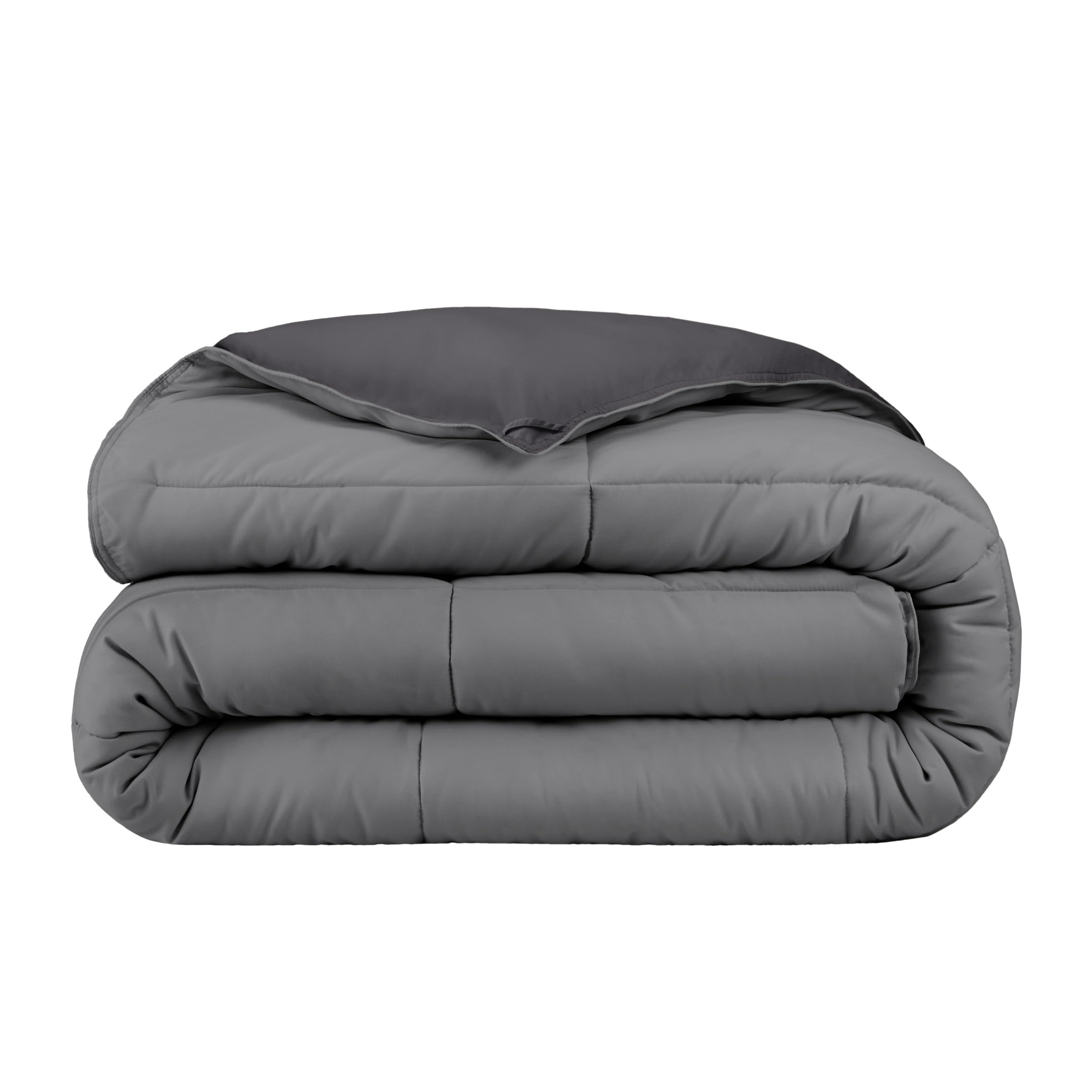Bare Home Twin/Twin XL Comforter Set - Reversible Grey & Forged Iron Grey - Ultra Soft Goose Down Alternative - Premium 1800 Series All Season Bedding - Perfect for Dorms, Guest Rooms & Cozy Bedrooms