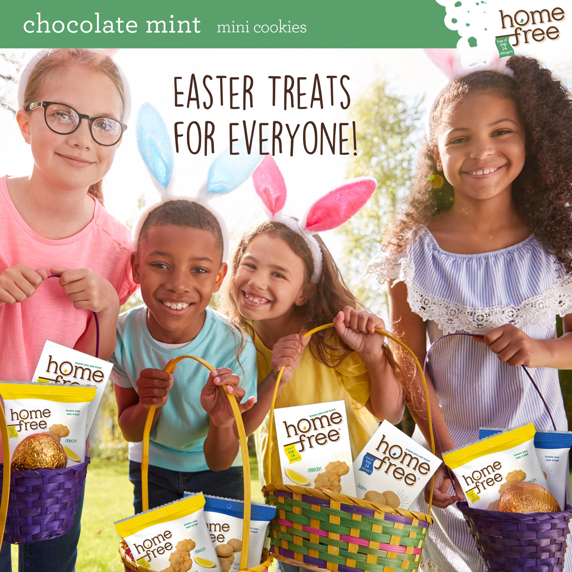 Homefree Chocolate Mint Mini Cookies - Gluten Free, Nut Free, Vegan Snacks - Individually Wrapped 0.95 oz Packs (64 Count) - Perfect for School Lunches, Allergy-Friendly Treats & On-the-Go Healthy Snacking