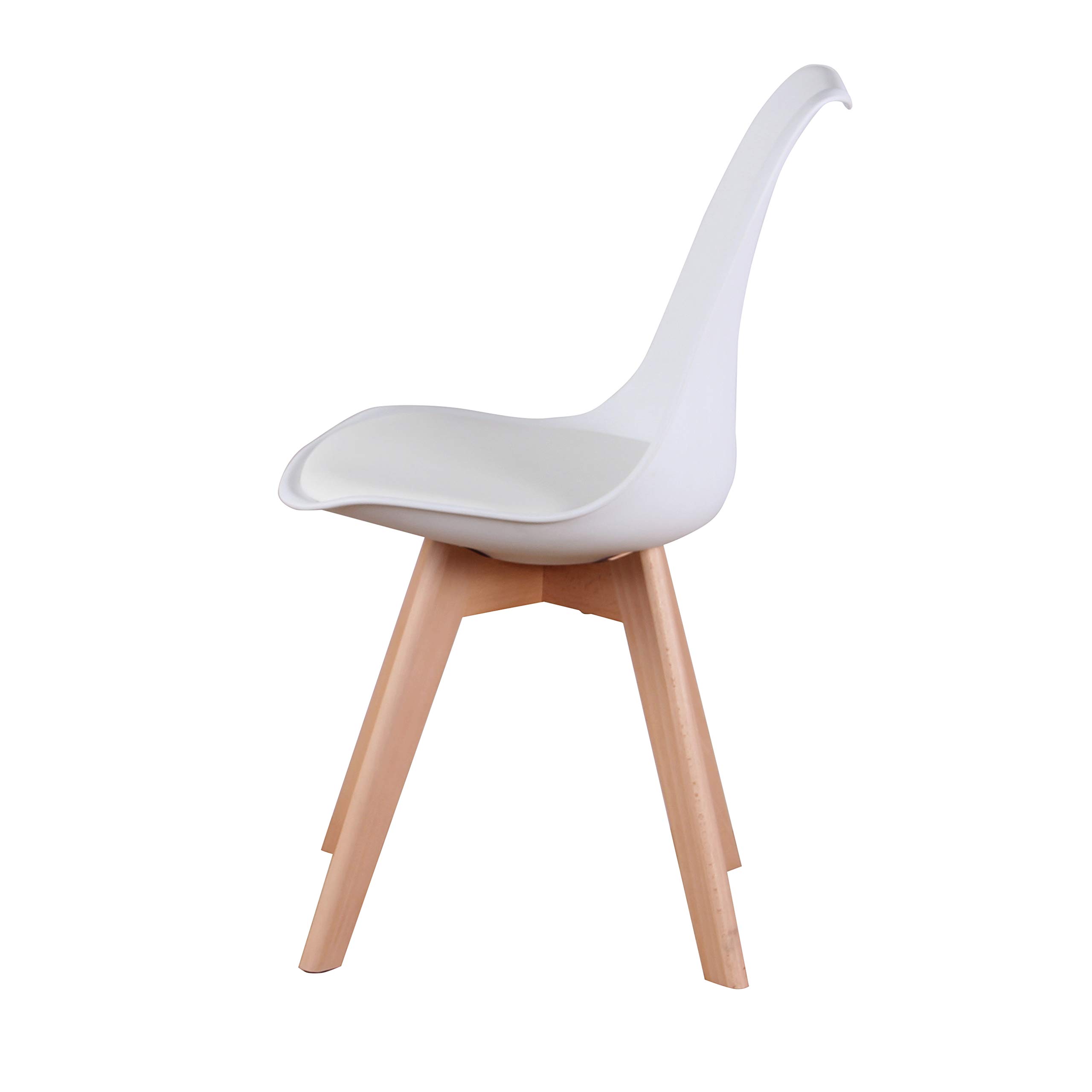4-Piece Scandinavian Modern Dining Chair Set with Cushion - PU Shell Accent Chairs for Living Room, Bedroom & Kitchen - Mid-Century Upholstered Side Chairs (White) - Perfect for Small Spaces & Contemporary Home Decor