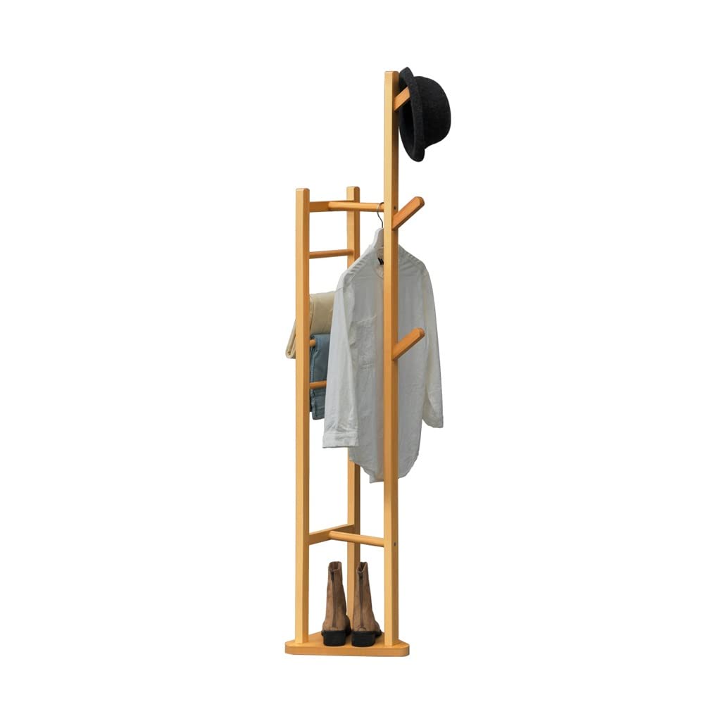 XUHUI Bamboo Coat Rack Stand - 65in Tall Entryway Hall Tree with Multifunctional Hooks for Hats, Coats, Purses & Handbags | Durable Floor Coat Rack for Home, Office, or Apartment Entryway Organization