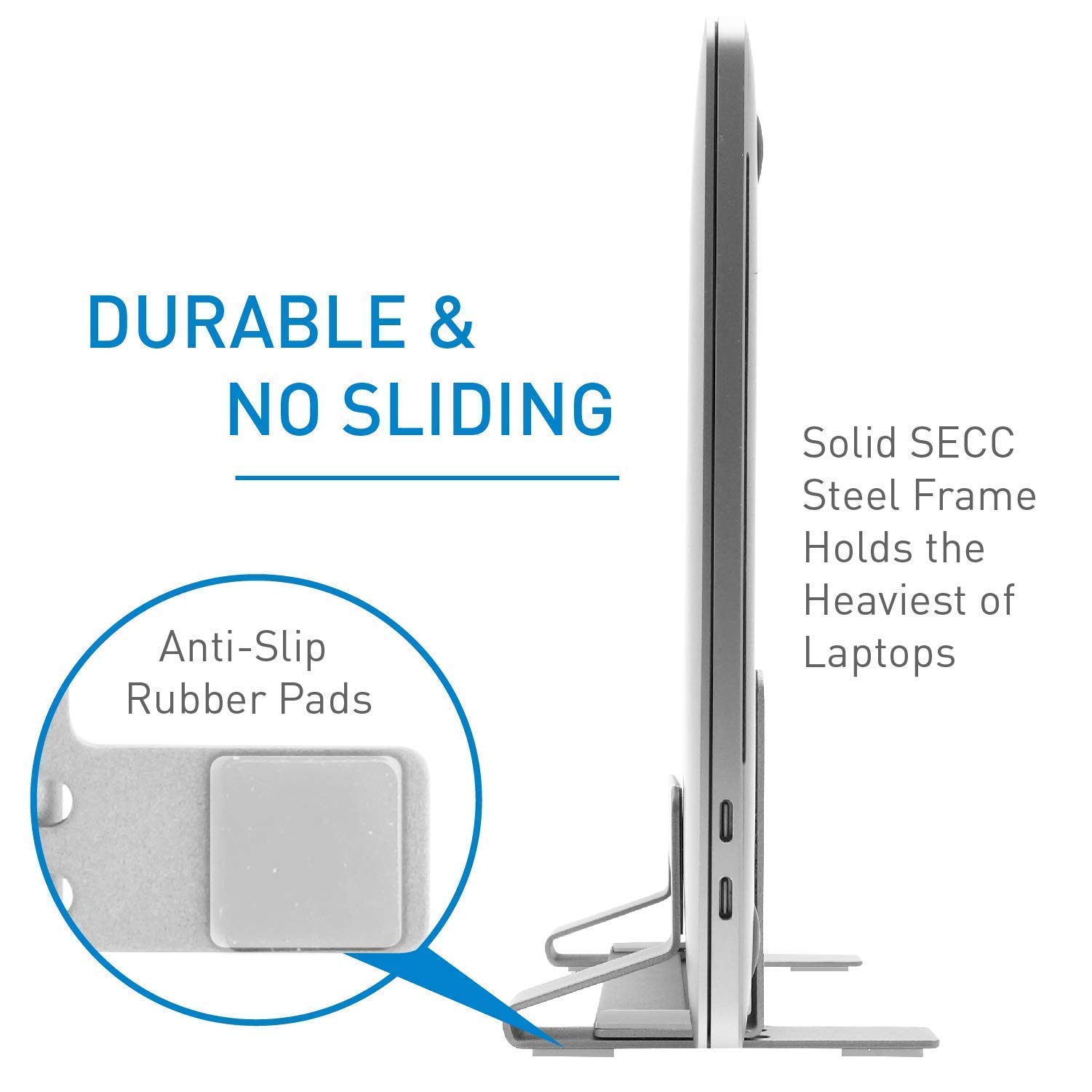Macally Ultra Slim Wired Computer Keyboard with Vertical Laptop Stand - Ergonomic Space-Saving Design for Home Office & Workspace Productivity