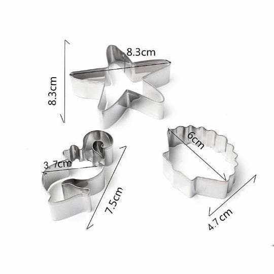 3-Piece Sea Shells Cookie Cutter Set - Stainless Steel Baking Tools for DIY Cookies, Cupcakes & Pastries - Perfect for Beach Themed Parties, Summer Baking & Holiday Treats