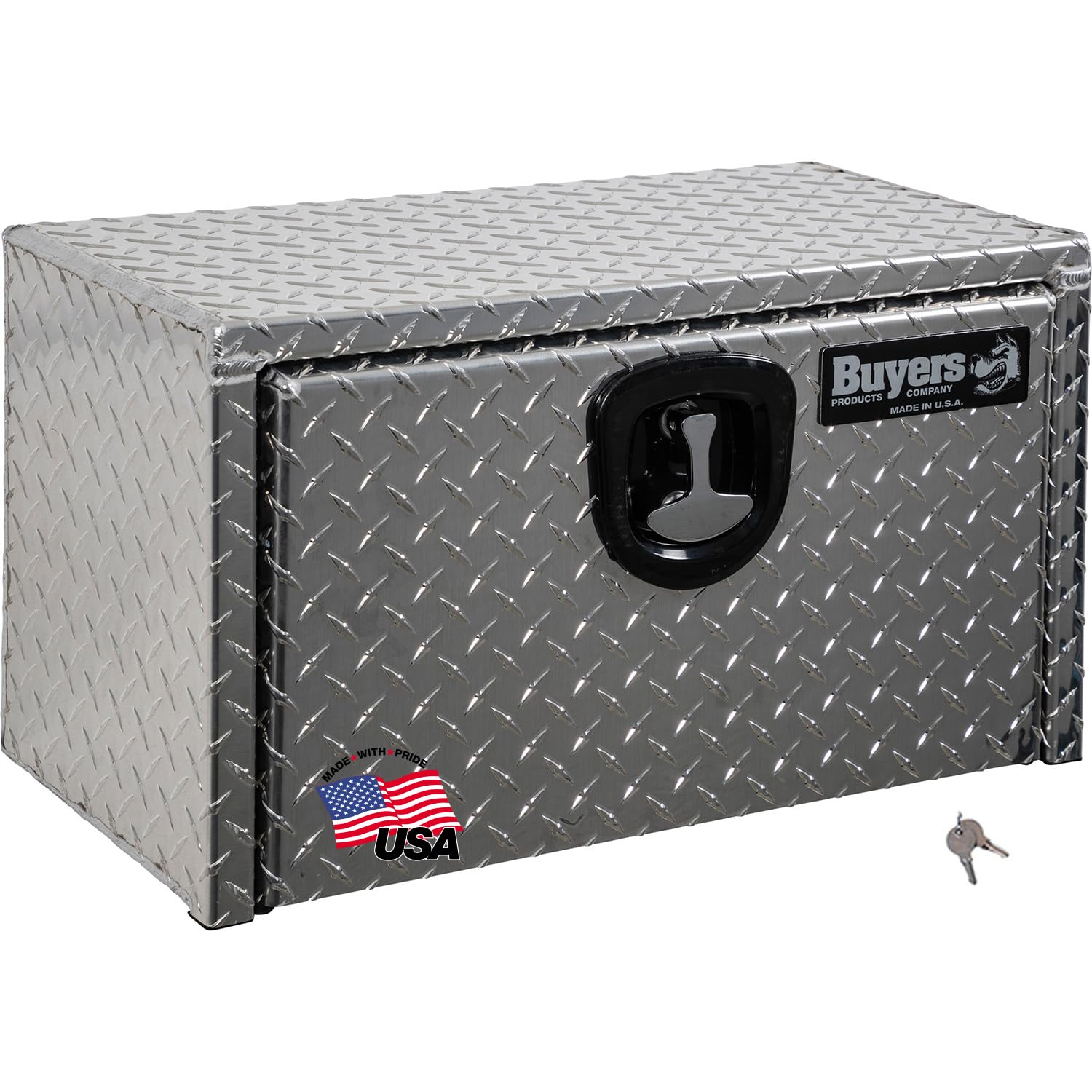 Diamond Tread Aluminum Underbody Truck Tool Box with Compression Latch - 14x12x24 Inch Heavy Duty Storage Box for Pickup Trucks | Made in USA | Durable Job Box for Tools & Equipment Organization | Ideal for Construction, Farming & Off-Road Work