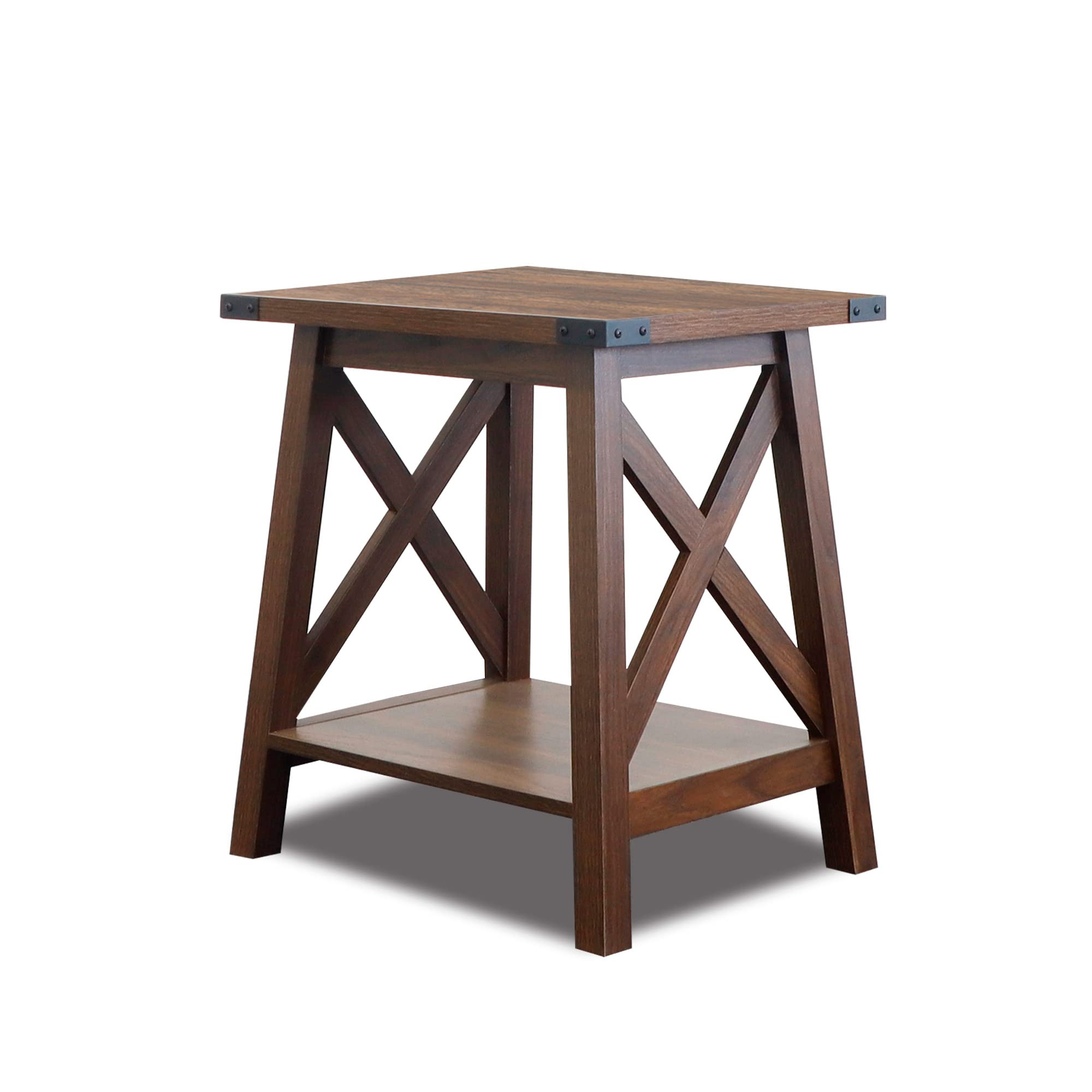 Rainbow Sophia Side Table - 2-Tier Wood End Table for Living Room & Bedroom - Farmhouse Nightstand with Storage - Dark Walnut Finish - Perfect for Small Spaces, Home Decor & Accent Furniture