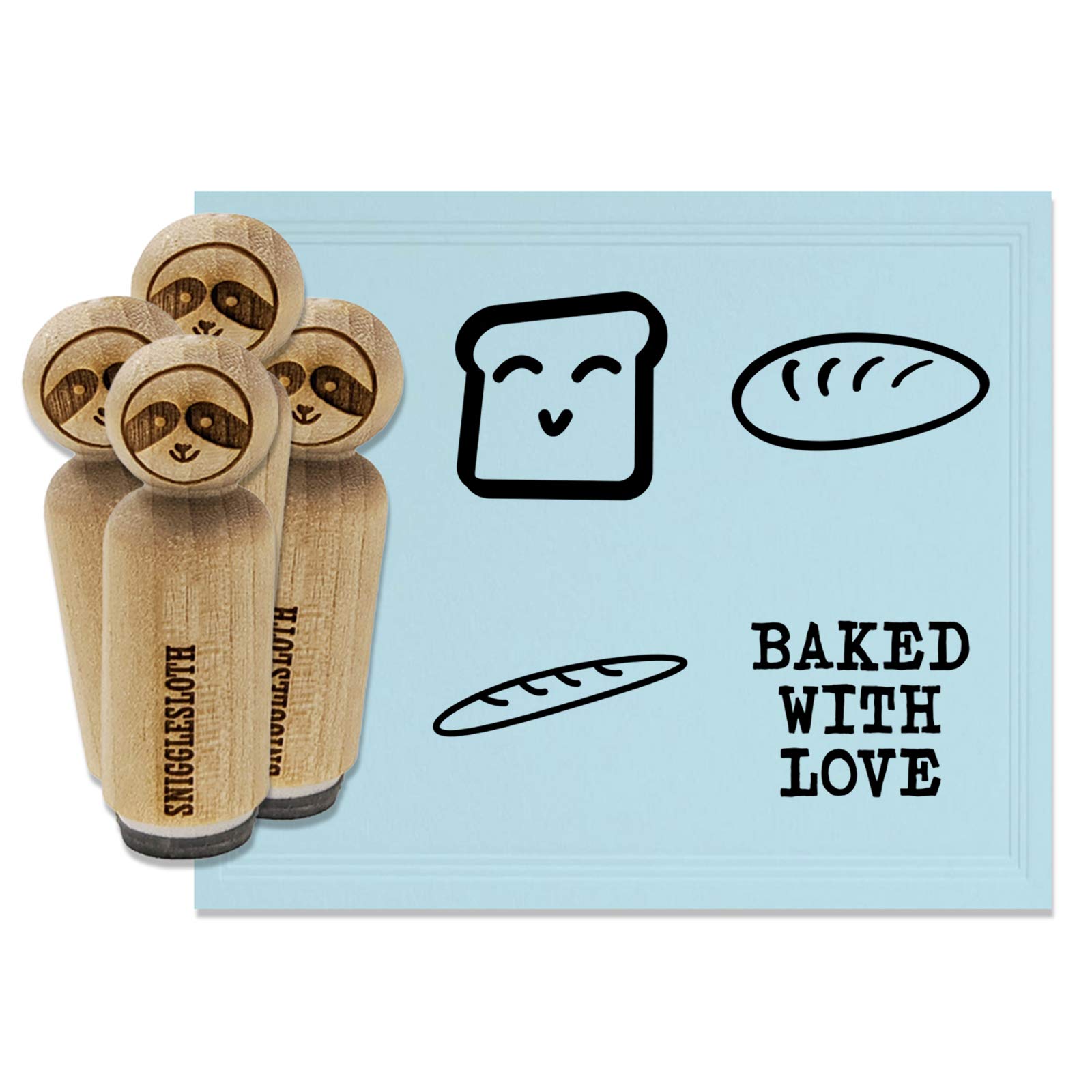 Bread Baking Rubber Stamp Set - 1-1/4 Inch Large Loaf & Baguette Stamps for DIY Crafting, Planner Decor, and Scrapbooking - Perfect for Home Bakers and Stationery Enthusiasts