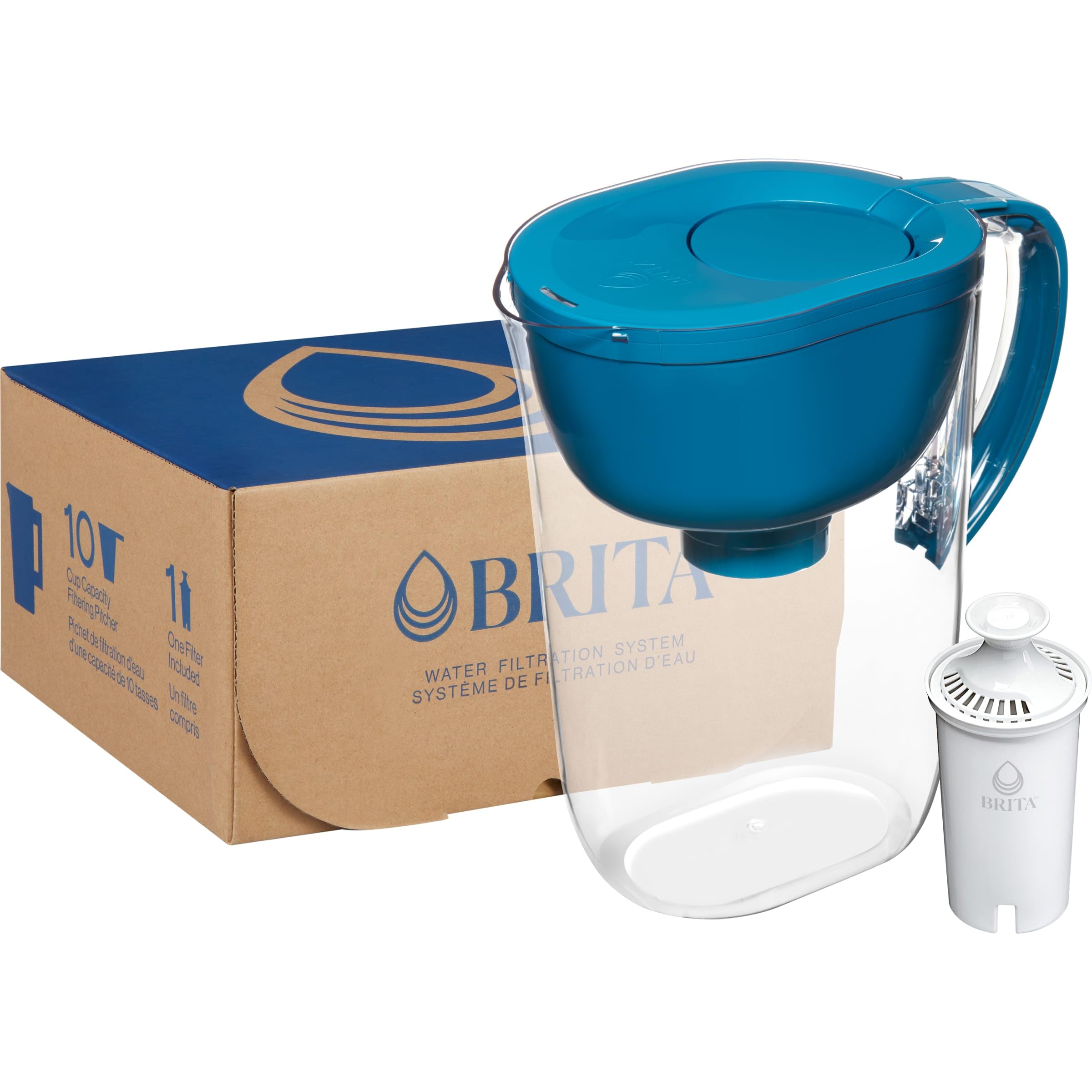 Brita 10-Cup Large Water Filter Pitcher with SmartLight Indicator | BPA-Free Standard Filter (Lasts 2 Months) | Teal | Purifies Tap & Drinking Water | Perfect for Home, Office & Kitchen Use
