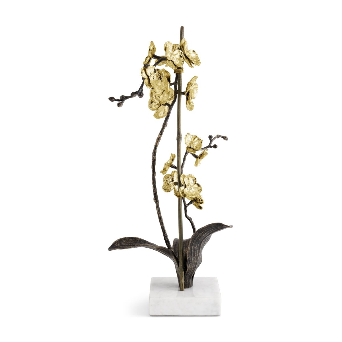 Elegant Gold Orchid Stem Sculpture - Handcrafted Home Decor for Living Room, Wedding Centerpiece, and Luxury Gift Ideas