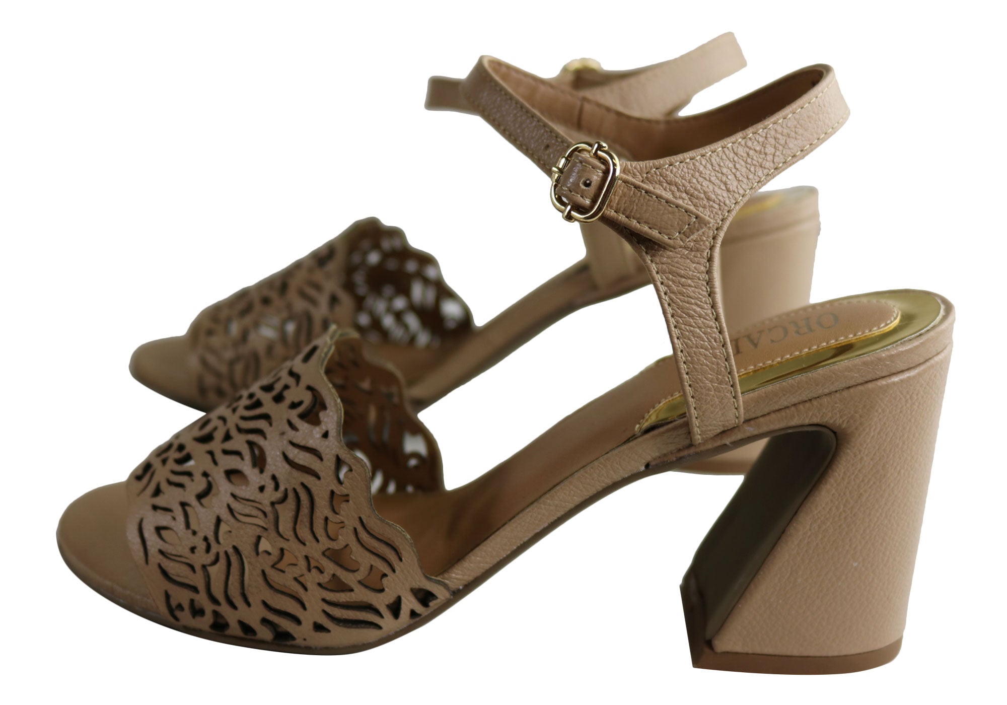 Orcade Mena Women's Fashion Leather High Heel Sandals - Made in Brazil - Perfect for Parties, Weddings & Evening Events