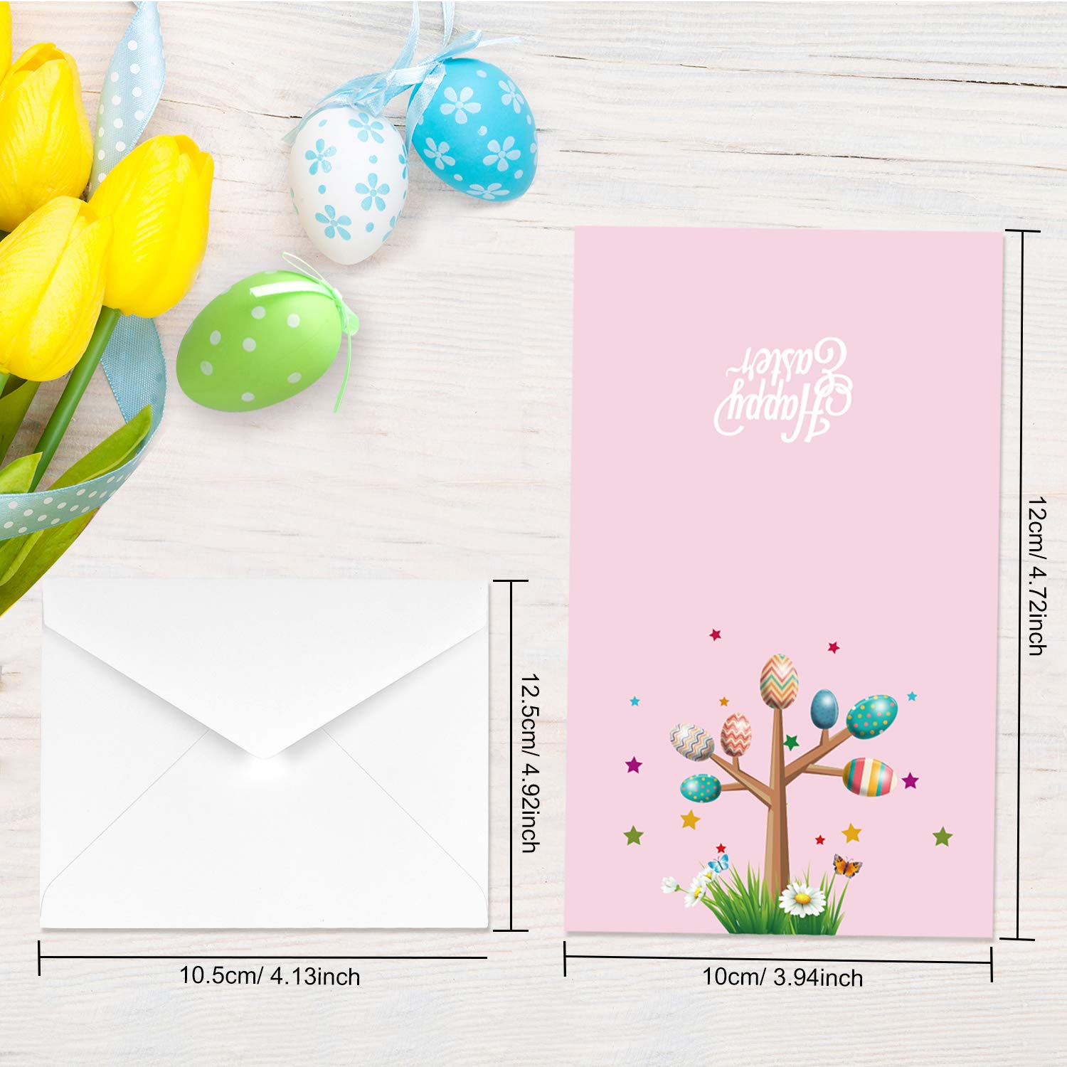 FEPITO 36 Pack Happy Easter Greeting Cards with Envelopes - Bunny Rabbit Egg Design Spring Note Cards for Kids (6 Styles) - Perfect for Easter Celebrations, Classroom Activities & Party Favors