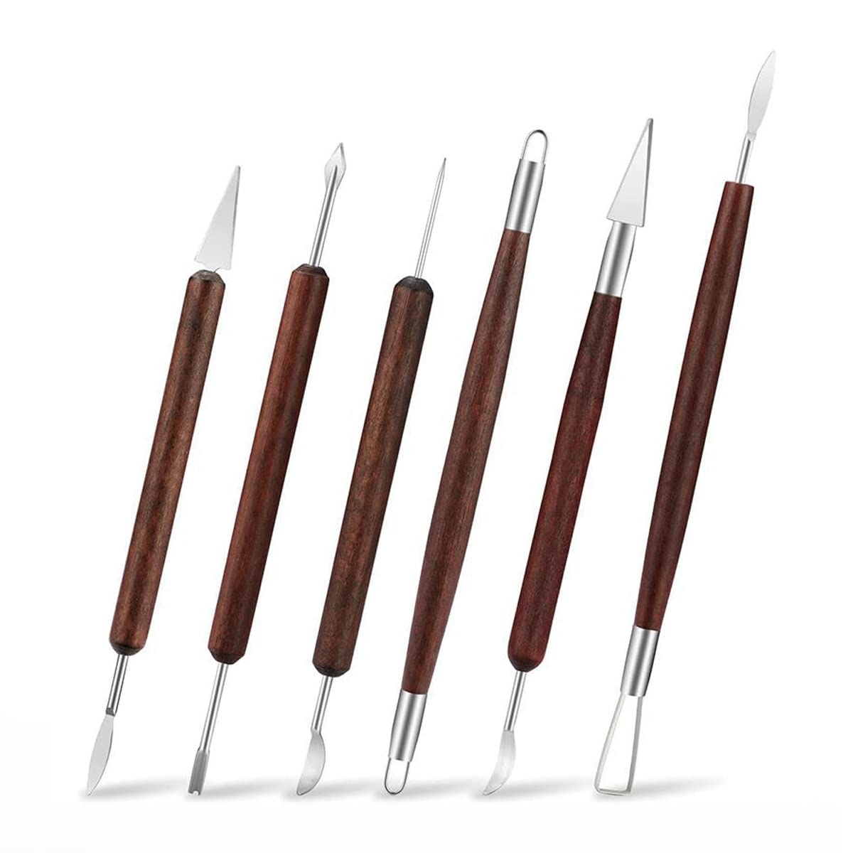 6 Pcs Wooden Handle Clay Sculpture Tools Set - Ceramic Carving, Pottery & Ceramics Modeling Kit for Artists & Crafters - Perfect for DIY Projects, Home Decor & Gift Making