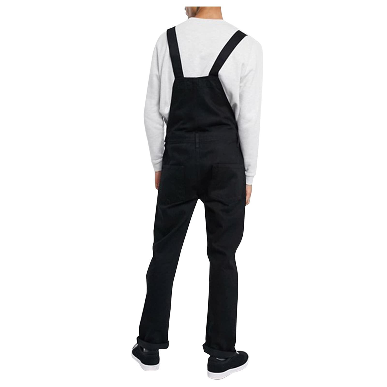 Men's Loose Fit Denim Overalls - Retro Cargo Jumpsuit Work Pants with Streetwear Style (Blue, Size M) - Perfect for Casual Wear, Workwear & Urban Fashion