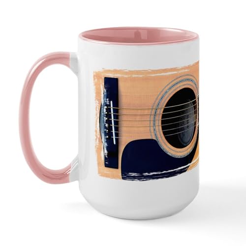 White/Pink Inside - Acoustic Guitar Large Mug
