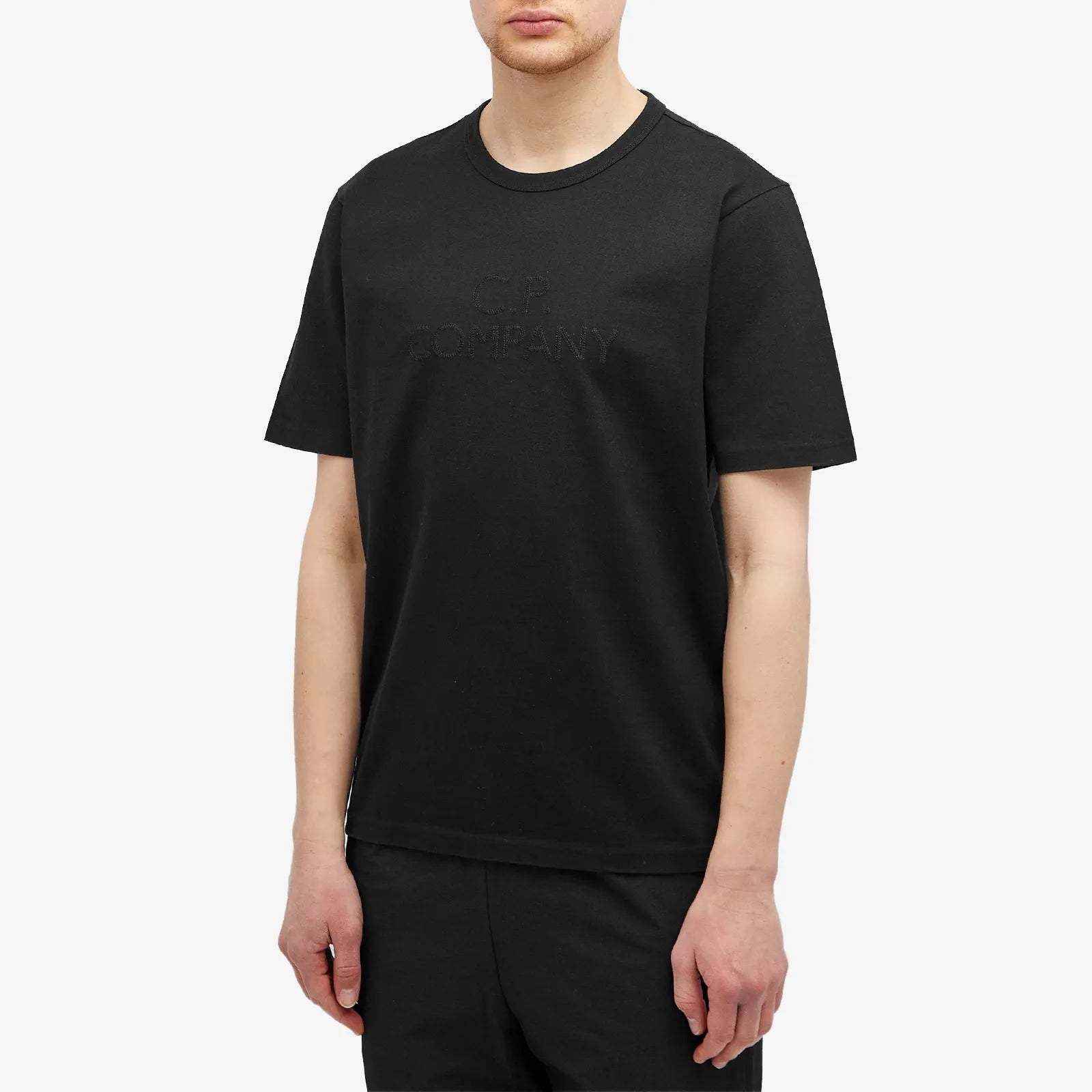 CP Company Black Applique Logo T-Shirt - Stylish Casual Tee for Men | Perfect for Streetwear, Outings & Everyday Wear