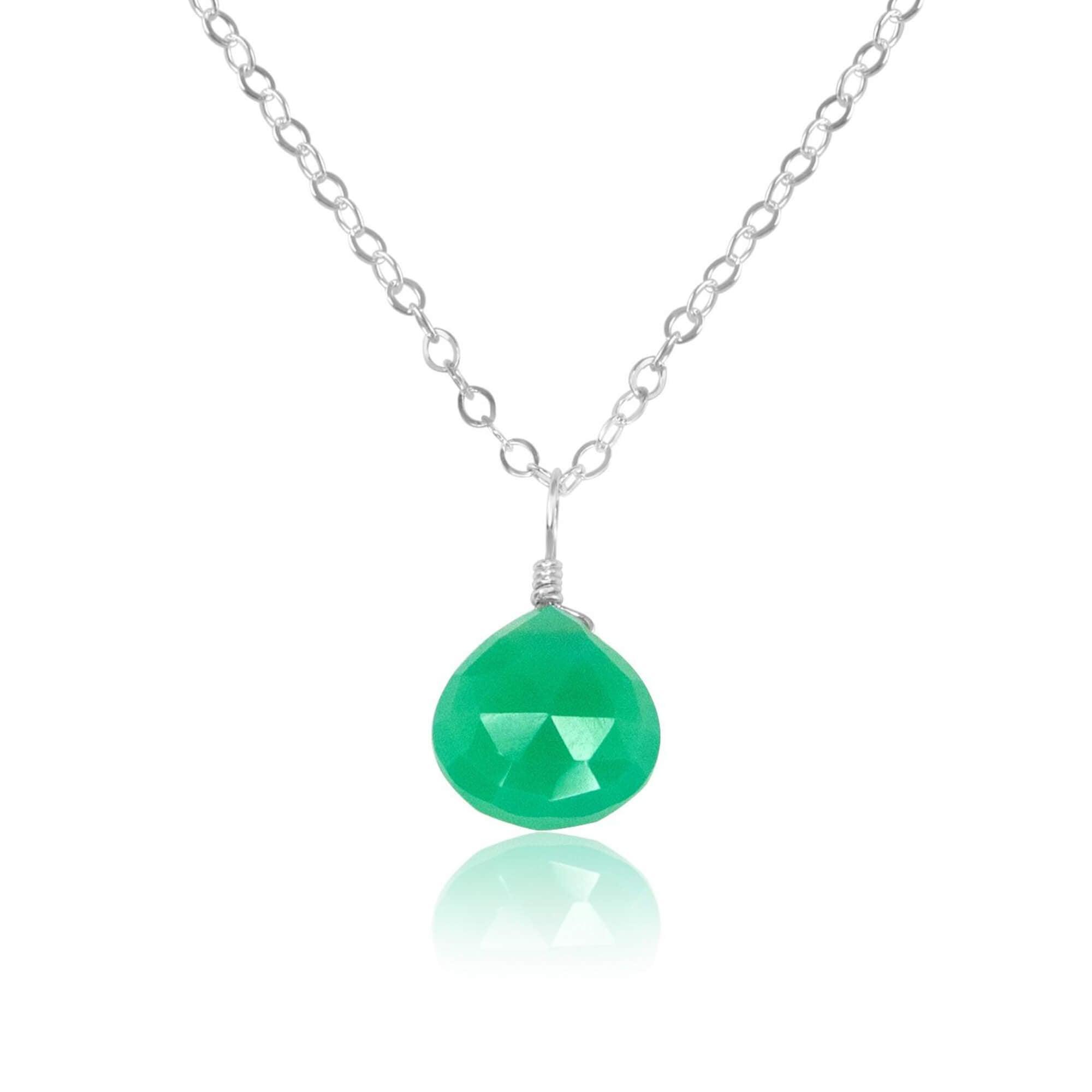 Natural Chrysoprase Teardrop Crystal Pendant Necklace for Women - Healing Stone Jewelry for Meditation, Yoga & Spiritual Gifts